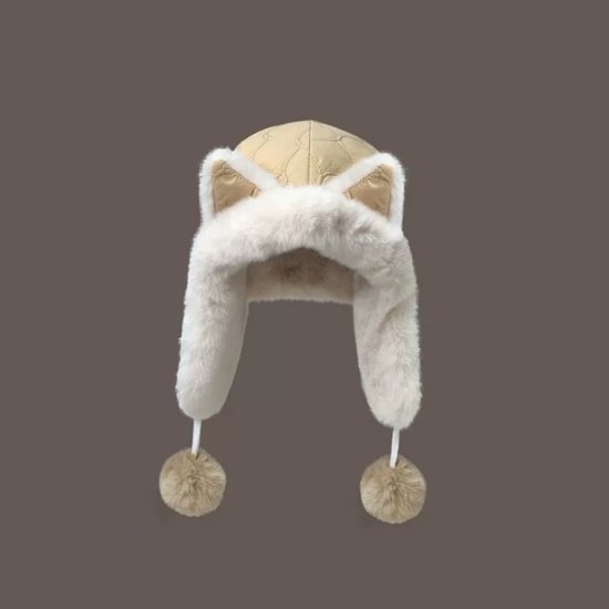 Fleece winter hat - Warm hat with thickened ear flaps - Soft, comfortable and frost-resistant - Stylish winter accessory - Color: Khaki