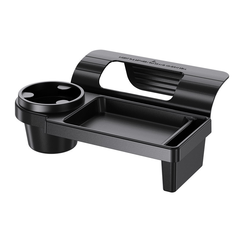 Car Key Box - Door and Window Pocket Accessory Organizer - with Cup Holder - Car Window Organizer - Key and Phone Organizer - Black