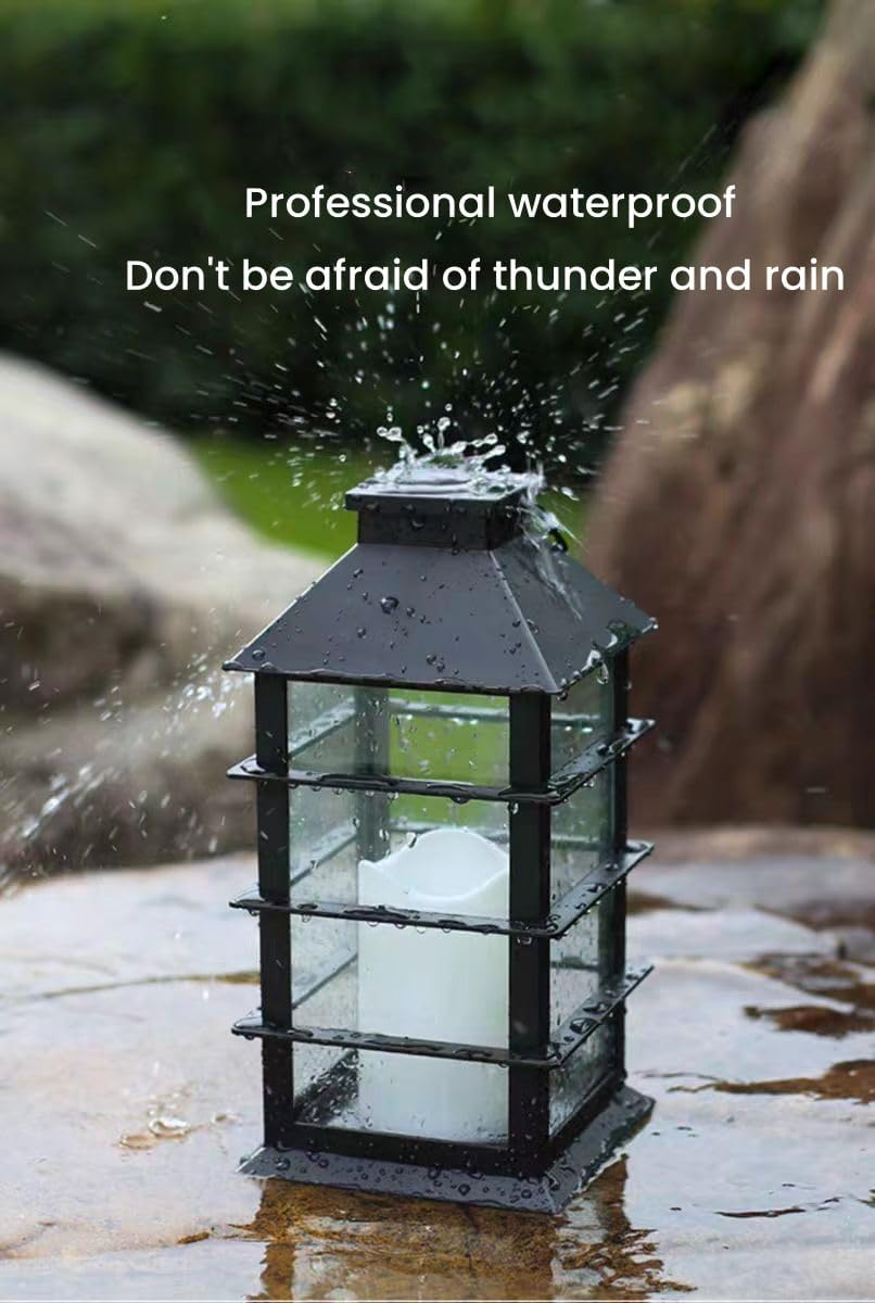 Waterproof outdoor solar lamp with candle flame effect