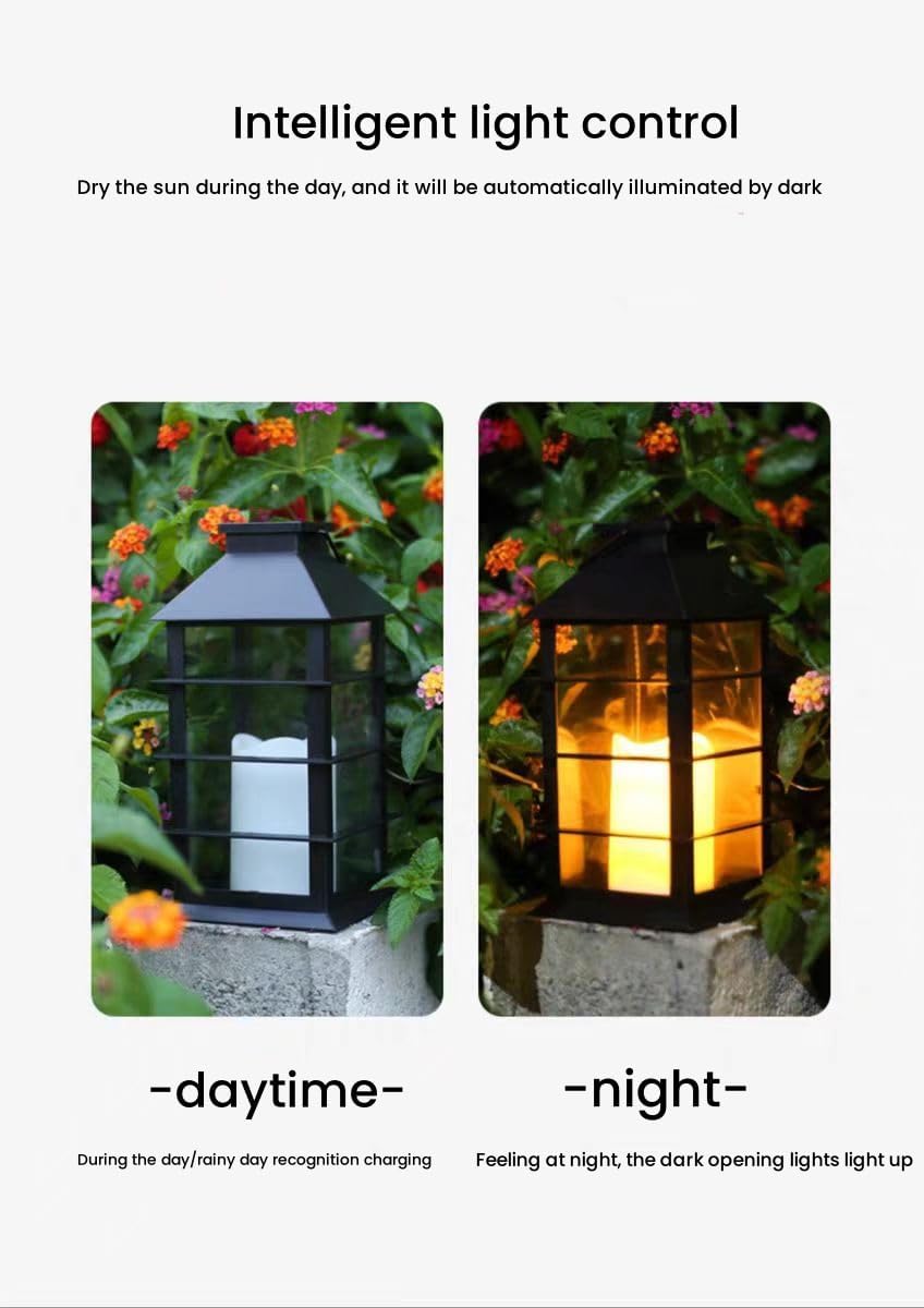 Waterproof outdoor solar lamp with candle flame effect