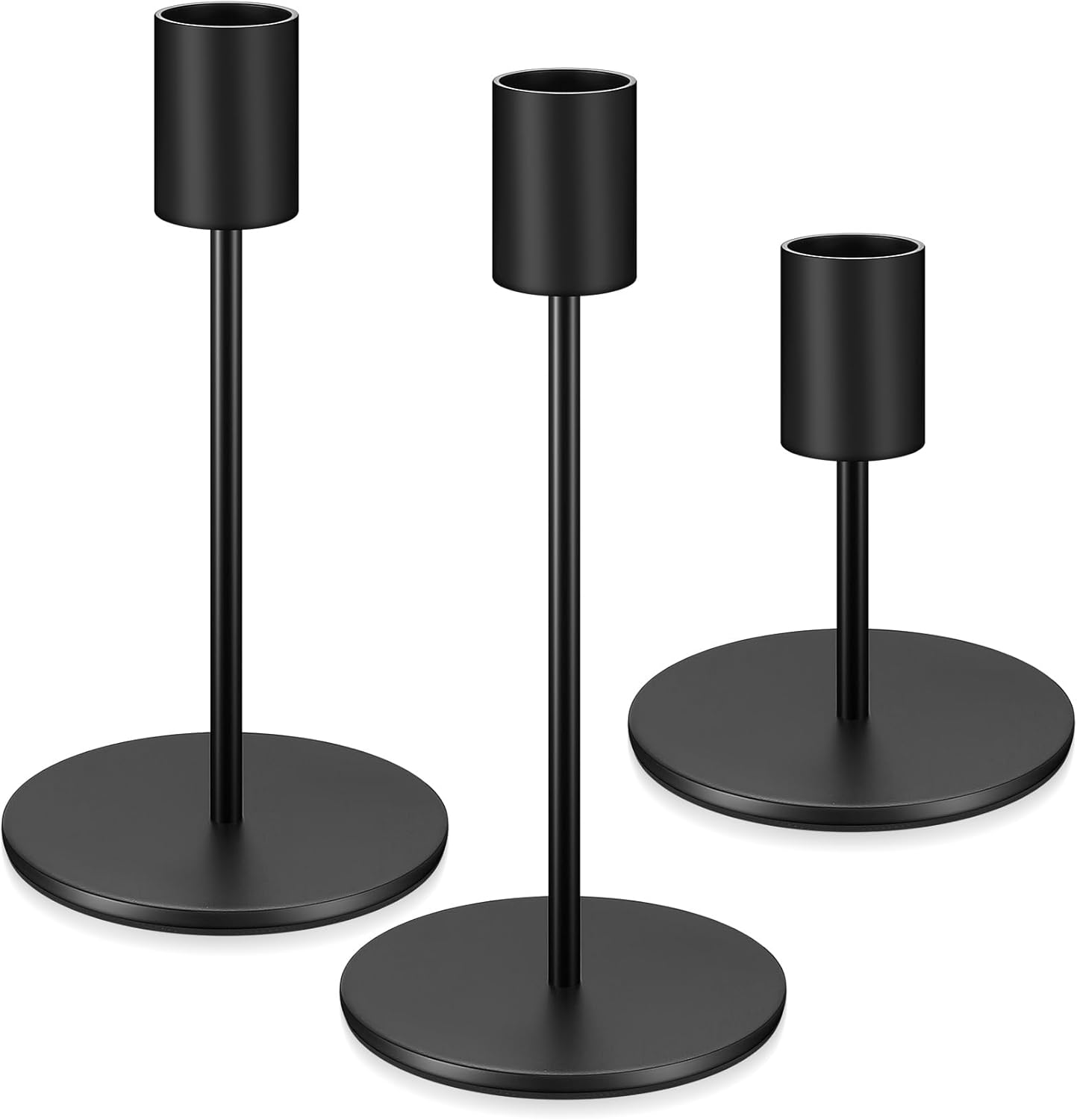 Candle Holders - 3 Pieces Black Metal Candlesticks - For Tapered Candles - Vintage Design - For Table and Party Decoration Candle Holders - 3 Pieces Black Metal Candlesticks - For Tapered Candles - Vintage Design - For Table and Party Decoration