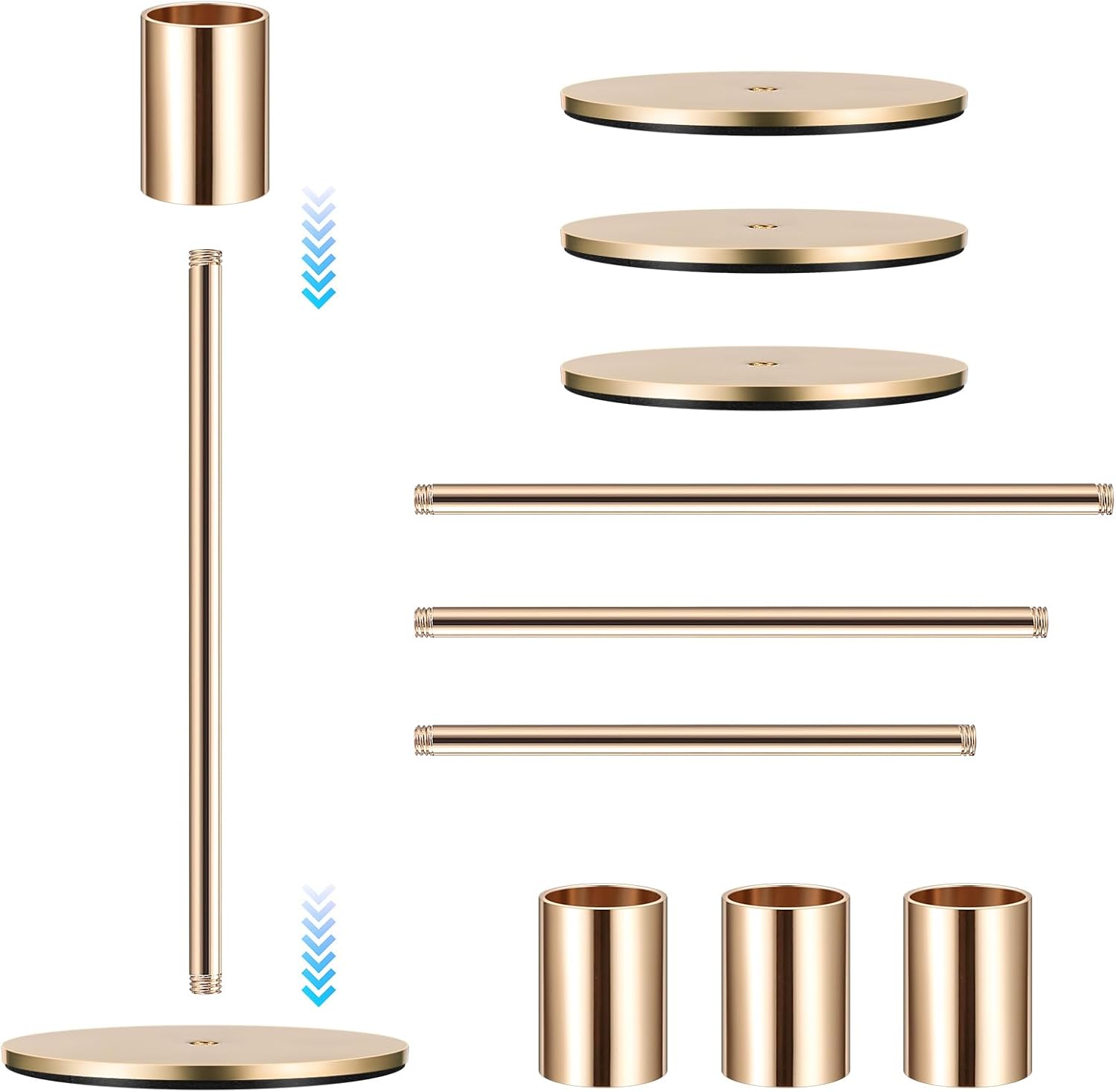 Candle Holders - 3 Pieces Black Metal Candlesticks - For Tapered Candles - Vintage Design - For Table and Party Decoration