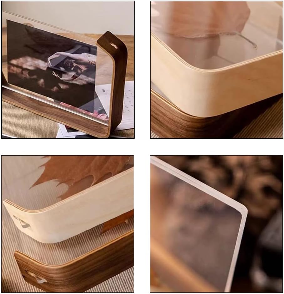 Photo Frame - Black Walnut - Transparent Acrylic Display Stand - Picture Frame