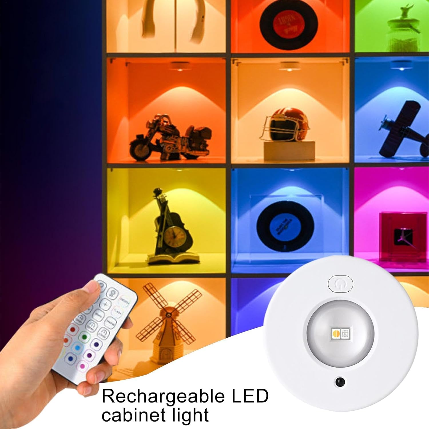 LED Cabinet Light - Rechargeable Bar Lamp with Dimmer and Remote Control - 500mAh USB Dimmable Recessed Light - Suitable for Kitchen
