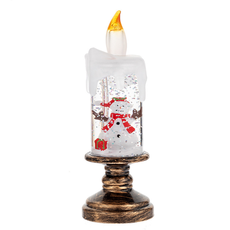 LED Candles - LED Christmas Flameless Candle Lamp - Suitable for Home Decoration - Christmas Snowball Candle - Rotating Candle Desk Night Light - Christmas Window Candle Holder - Battery Operated - Snowman