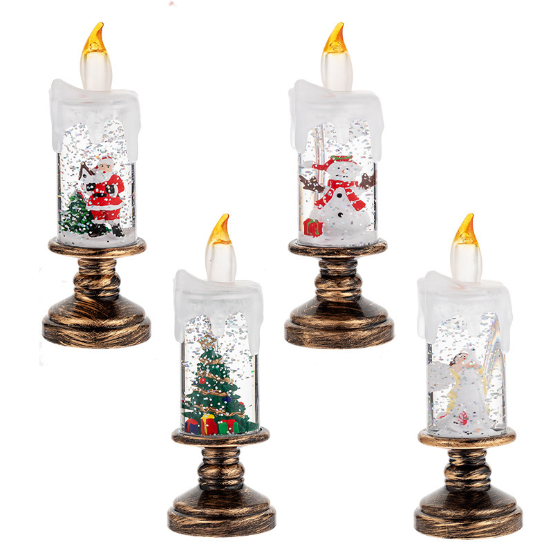 LED Candles - LED Christmas Flameless Candle Lamp - Suitable for Home Decoration - Christmas Snowball Candle - Rotating Candle Desk Night Light - Christmas Window Candle Holder - Battery Operated - Christmas tree