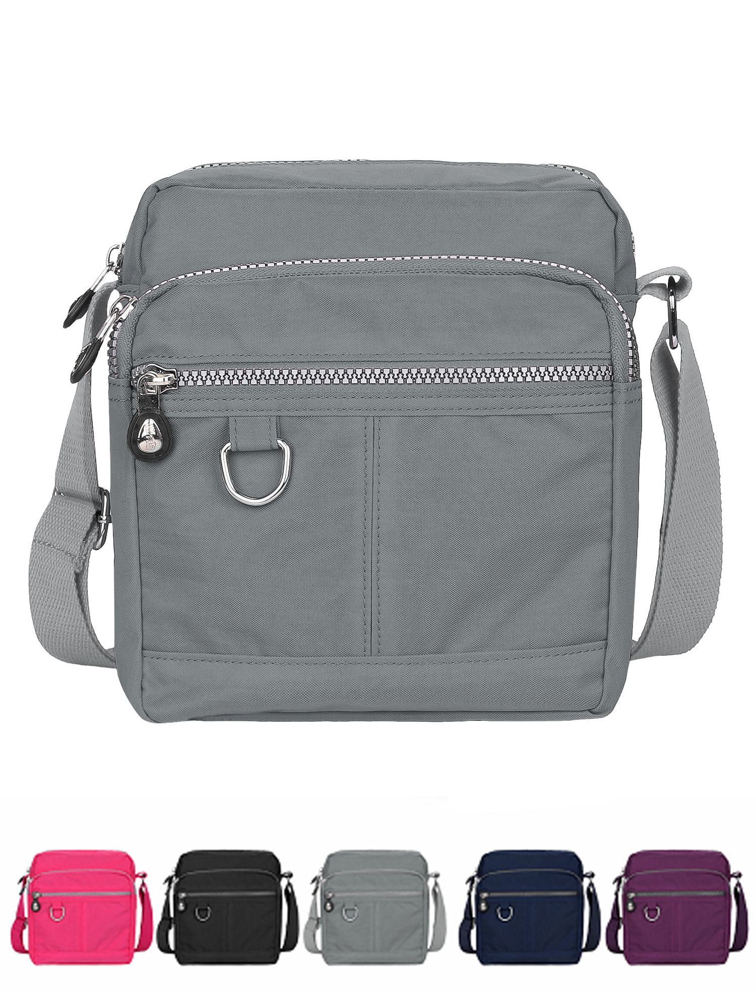 Luxtrada Casual Nylon Purse Handbag Crossbody Bag Waterproof Shoulder Bag with Zipper Pockets for Women (Black) Gray