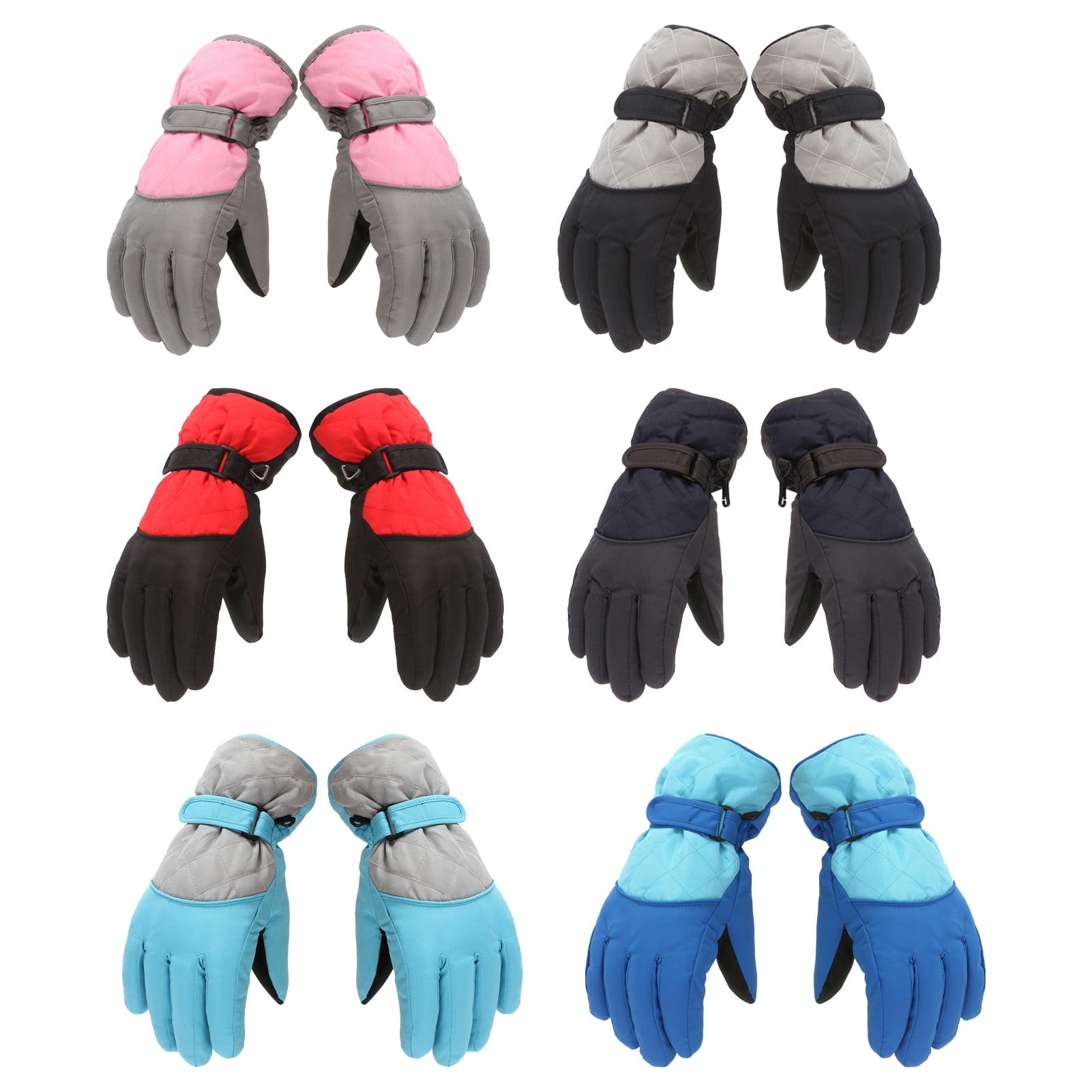 Dengjunhu Kids Winter Gloves - Snow & Ski Waterproof Youth Gloves for Boys & Girls - Insulated for Cold Weather Outdoor Play, Skiing & Snowboarding M Black