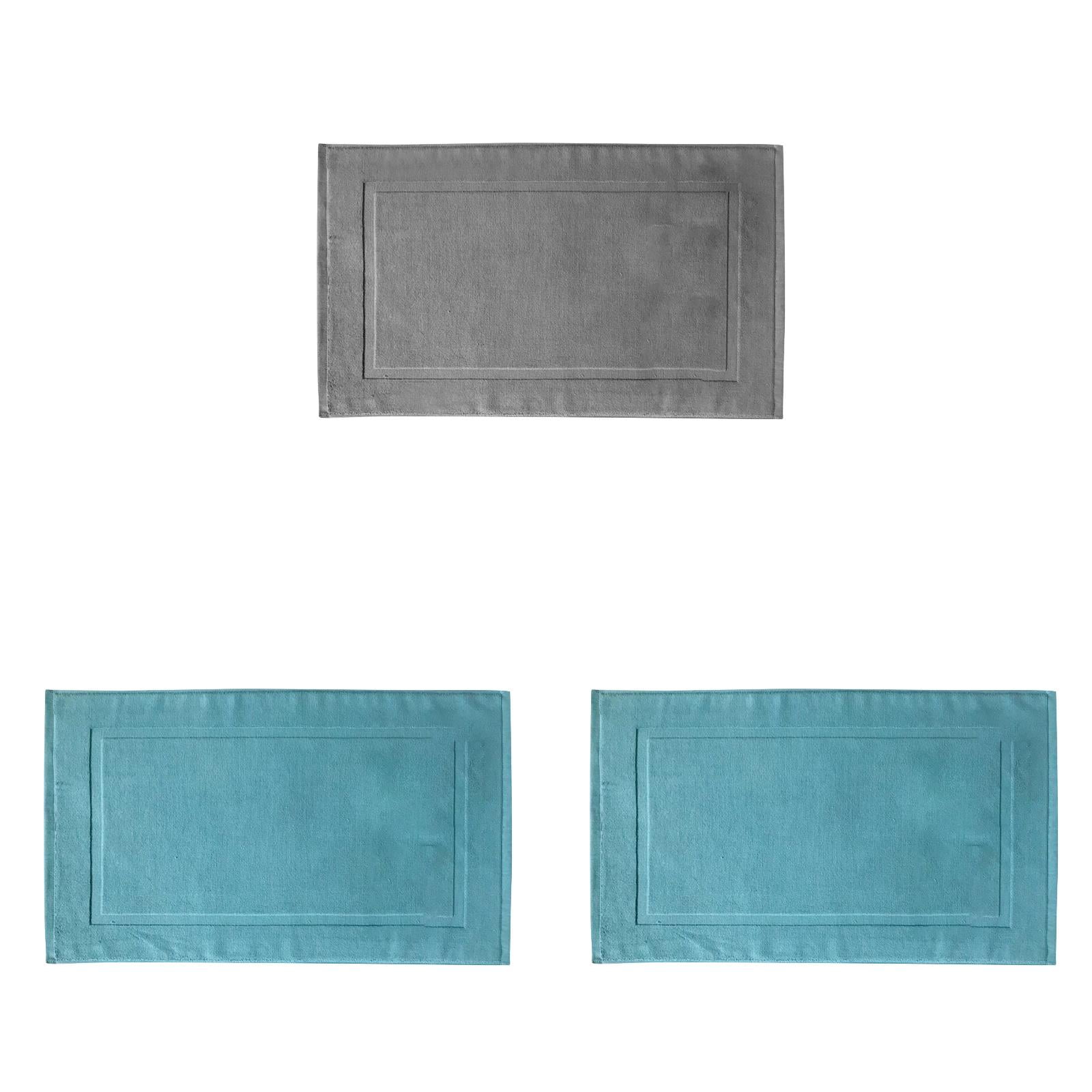 2PCS White Cotton Classic Rug Bath Mats Absorbent Cotton Hotel Spa Shower Bathtub Mats [Not A Bathroom Rug] Machine Washable Shower Bathroom Floor Towel F-A 1PCS & B 2PCS