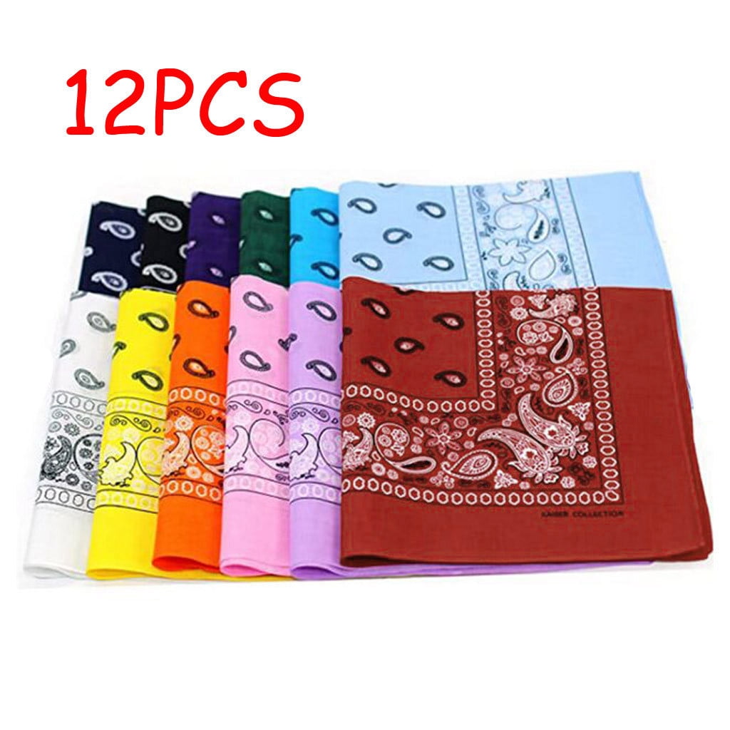WANYNG Dozen Paisley Bandanas Multi Colored Set Cowboy Bandana Head Scarf Double Sided Embroide Mens Handkerchiefs Handkerchief for Dad Multicolor-A