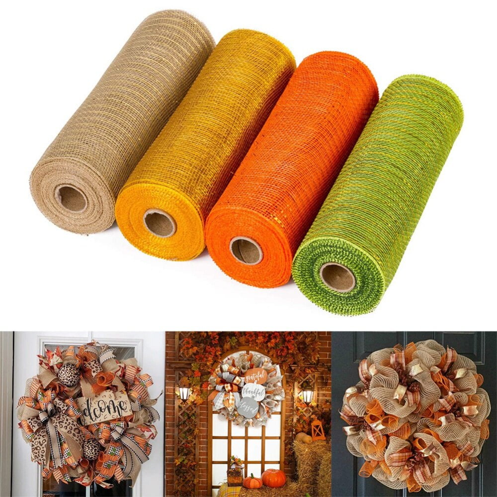 Clearance 4 Rolls Poly Burlap Deco Mesh 10 Inch Wide Decorative Ribbon Wrapping Home Door Wreath Decoration DIY Crafts Making Clearance 4 Rolls Poly Burlap Deco Mesh 10 Inch Wide Decorative Ribbon Wrapping Home Door Wreath Decoration DIY Crafts Making