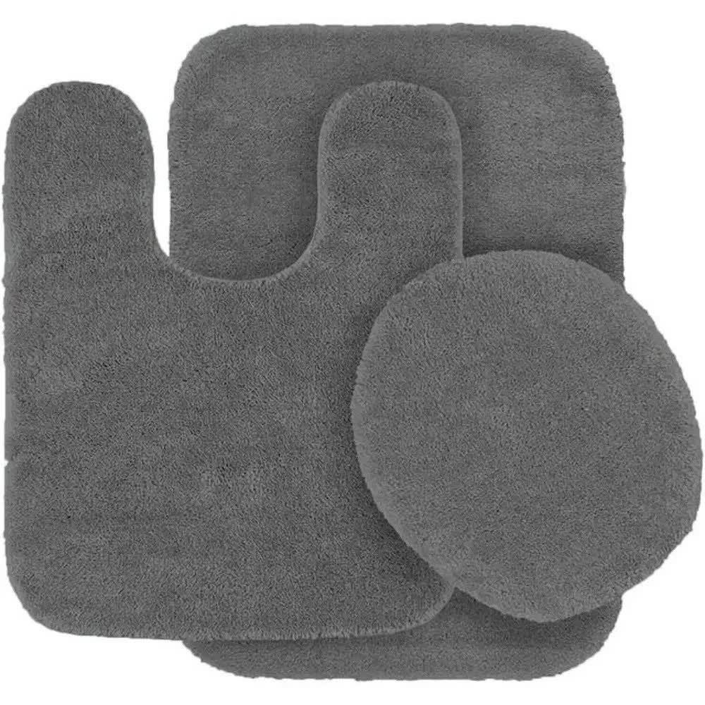 Gorgeous Home Linen Bathroom 6 Modern Solid Print 3-Count Grey Polyester Bath Rugs Gorgeous Home Linen Bathroom 6 Modern Solid Print 3-Count Grey Polyester Bath Rugs