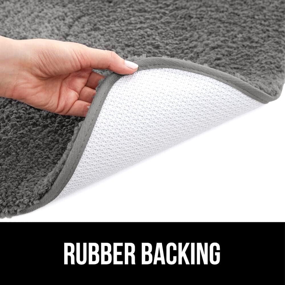 Gorgeous Home Linen Bathroom 6 Modern Solid Print 3-Count Grey Polyester Bath Rugs