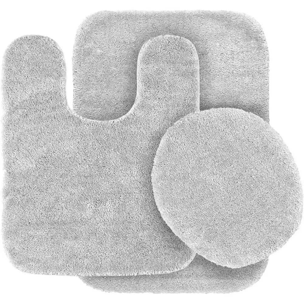 Gorgeous Home Linen Bathroom 6 Modern Solid Print 3-Count Grey Polyester Bath Rugs Gorgeous Home Linen Bathroom 6 Modern Solid Print 3-Count Grey Polyester Bath Rugs