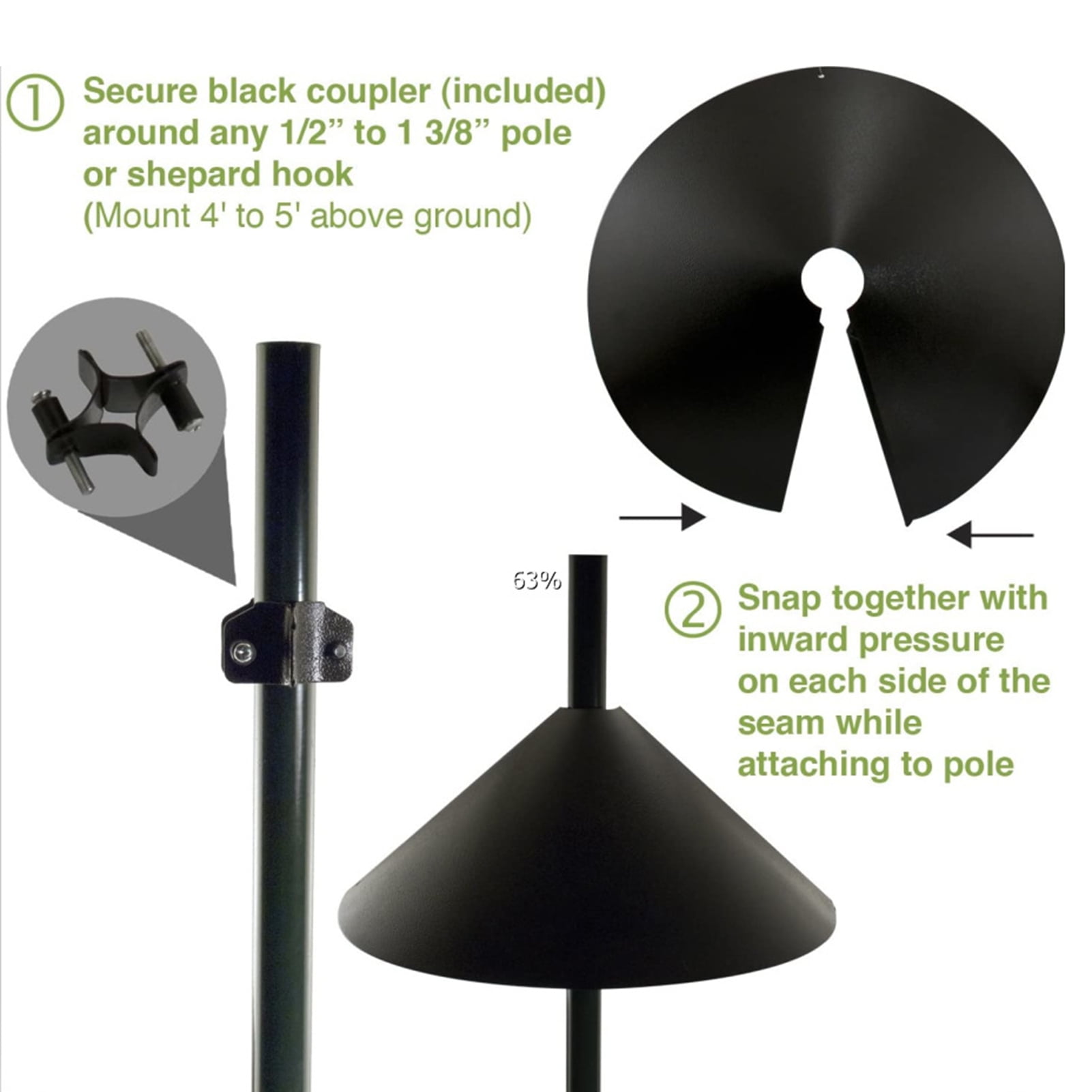 Squirrel Proof Baffle 鈥?12/14/16/18 Inches Wide Squirrel Protection for Bird Feeders 鈥?Anti-Rust Galvanized Steel Hangable Baffle