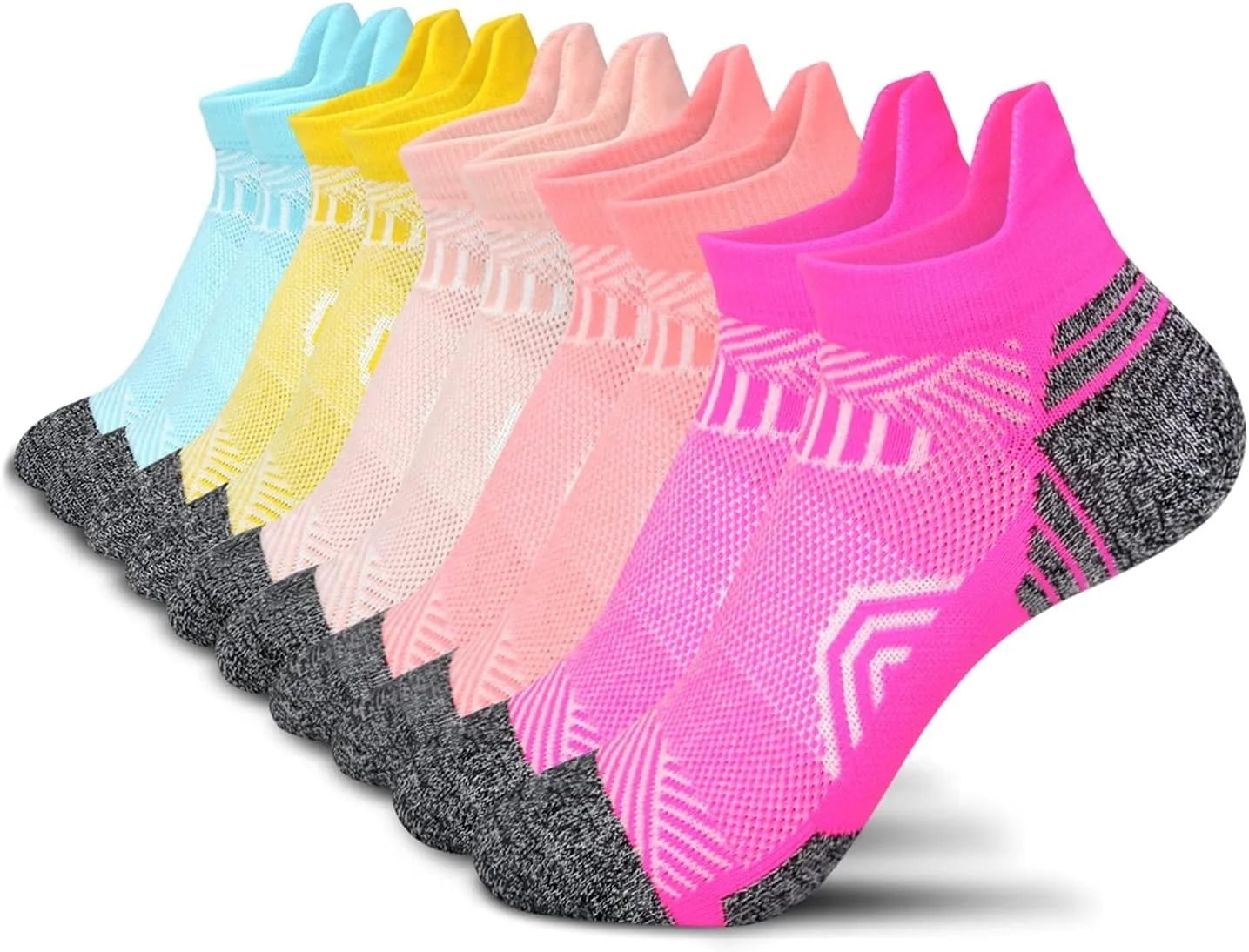 Tsoduce 5 Pairs Athletic Ankle Womens Socks Running Compression Socks for Women Cozy Low Cut Performance Soft Tab Socks Mix Color 1
