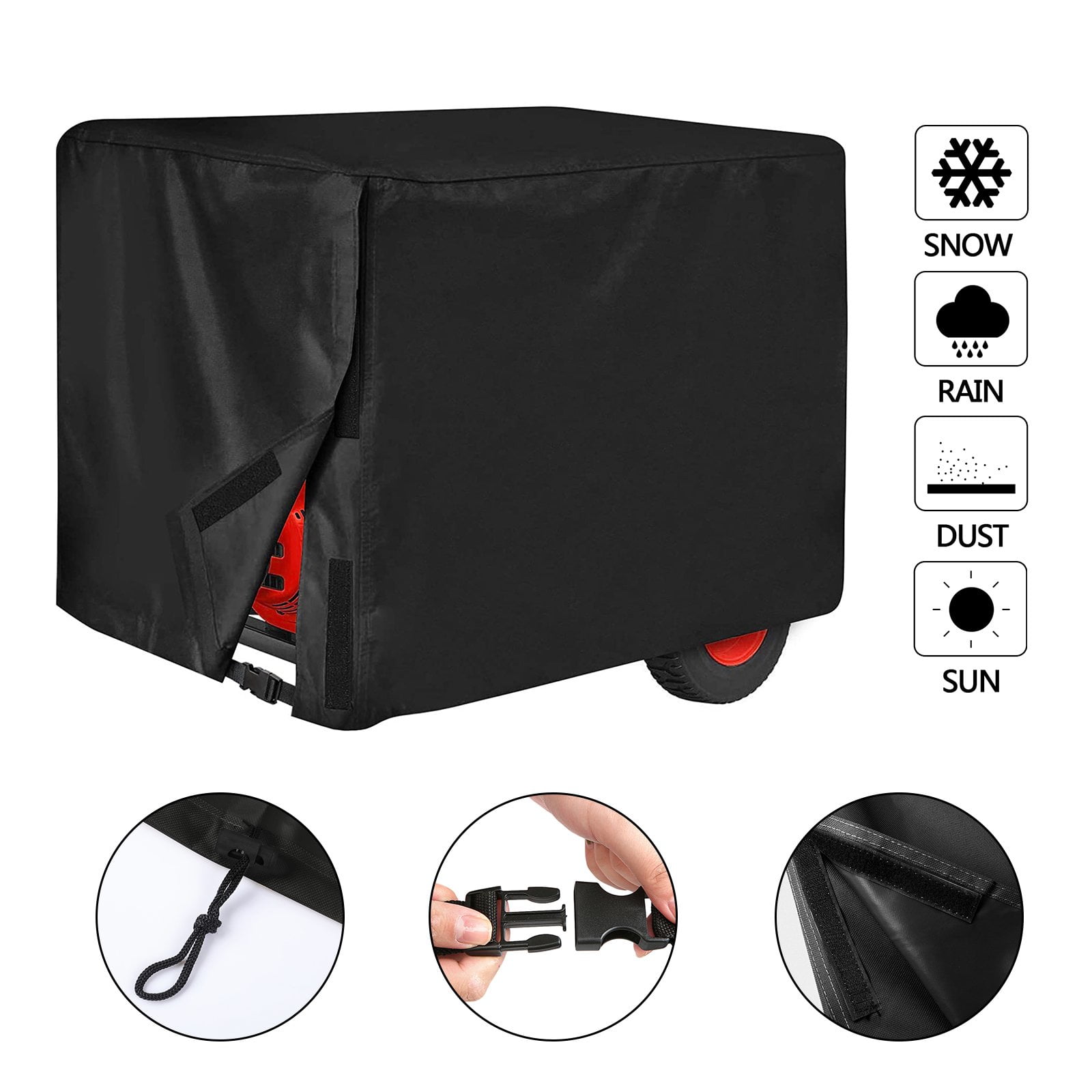 Universal Generator Cover for 5500-15000 Watt Waterproof Heavy Duty 600D Oxford Fabric Covers Black 26"x20"x20"(LxWxH) Universal Generator Cover for 5500-15000 Watt Waterproof Heavy Duty 600D Oxford Fabric Covers Black 26"x20"x20"(LxWxH)