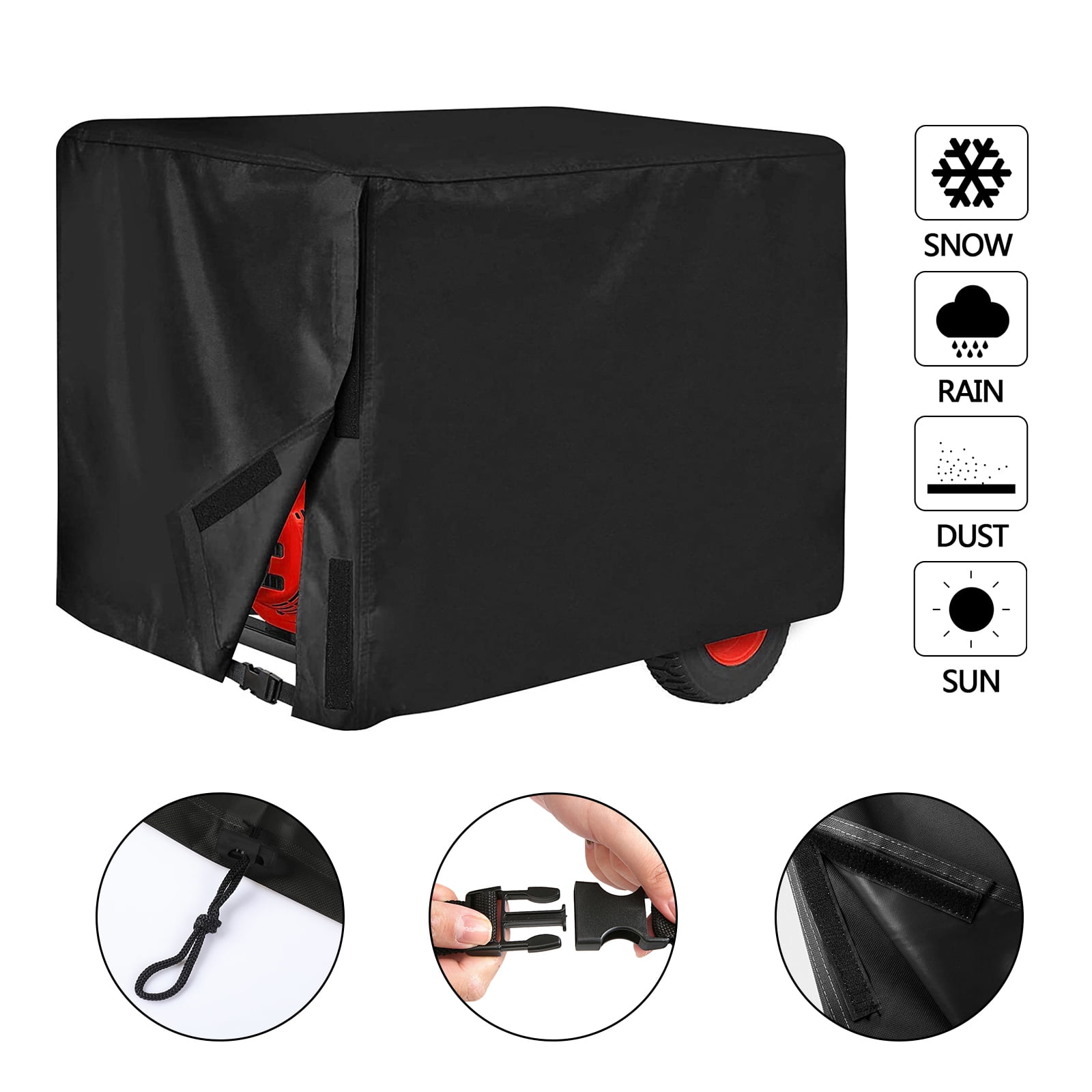 Universal Generator Cover for 5500-15000 Watt Waterproof Heavy Duty 600D Oxford Fabric Covers Black 38"x28"x30"(LxWxH) Universal Generator Cover for 5500-15000 Watt Waterproof Heavy Duty 600D Oxford Fabric Covers Black 38"x28"x30"(LxWxH)