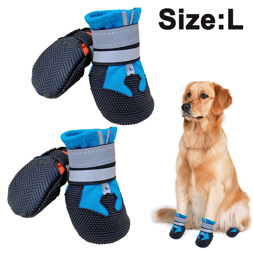 Dog Boots for Dogs Non-Slip, Waterproof Dog Booties for Outdoor, Dog Shoes for Medium to Large Dogs with Rugged Sole L Blue