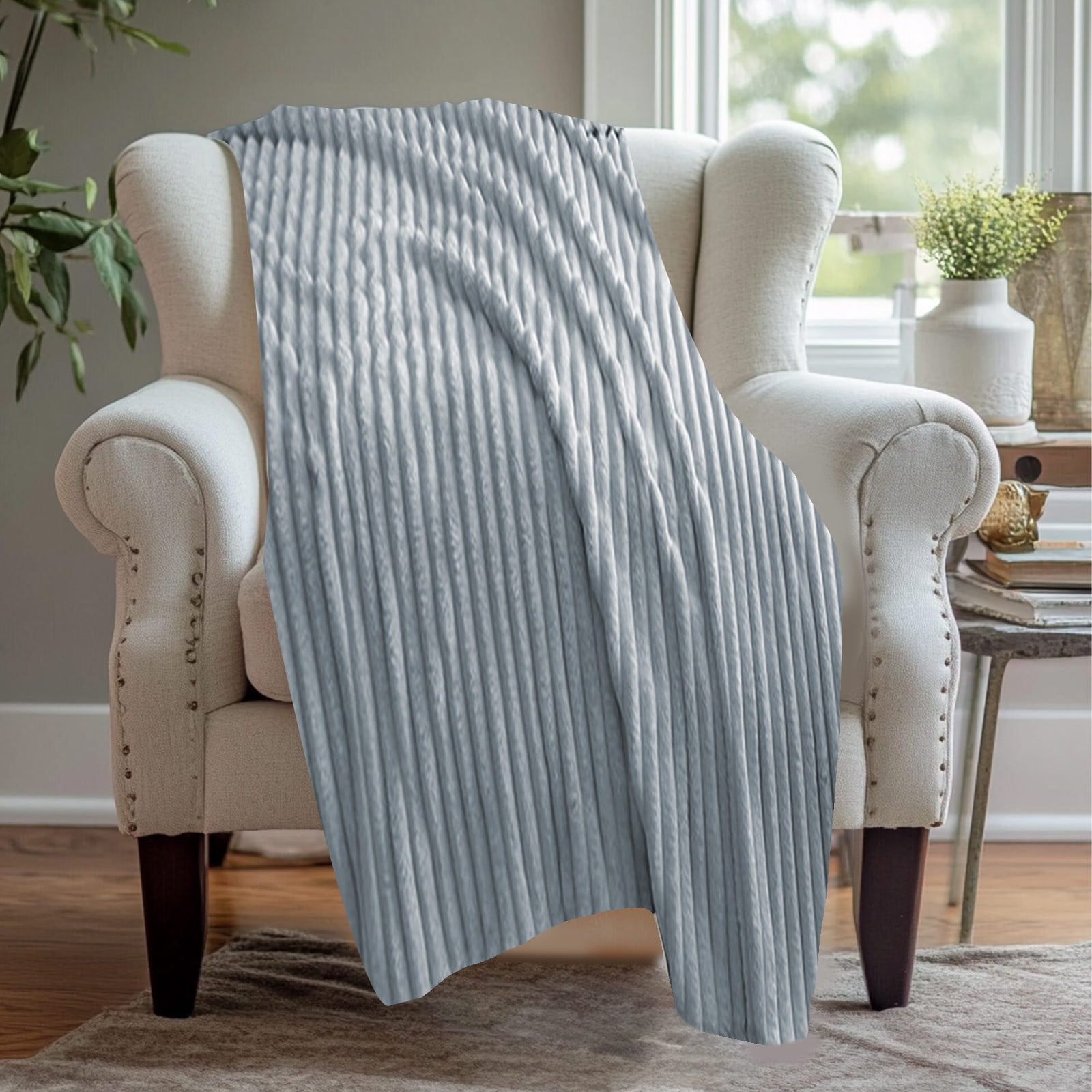 Djunllk Throw Blanket for Couch - Dark Gray Super Thick Double Layer Soft Blanket