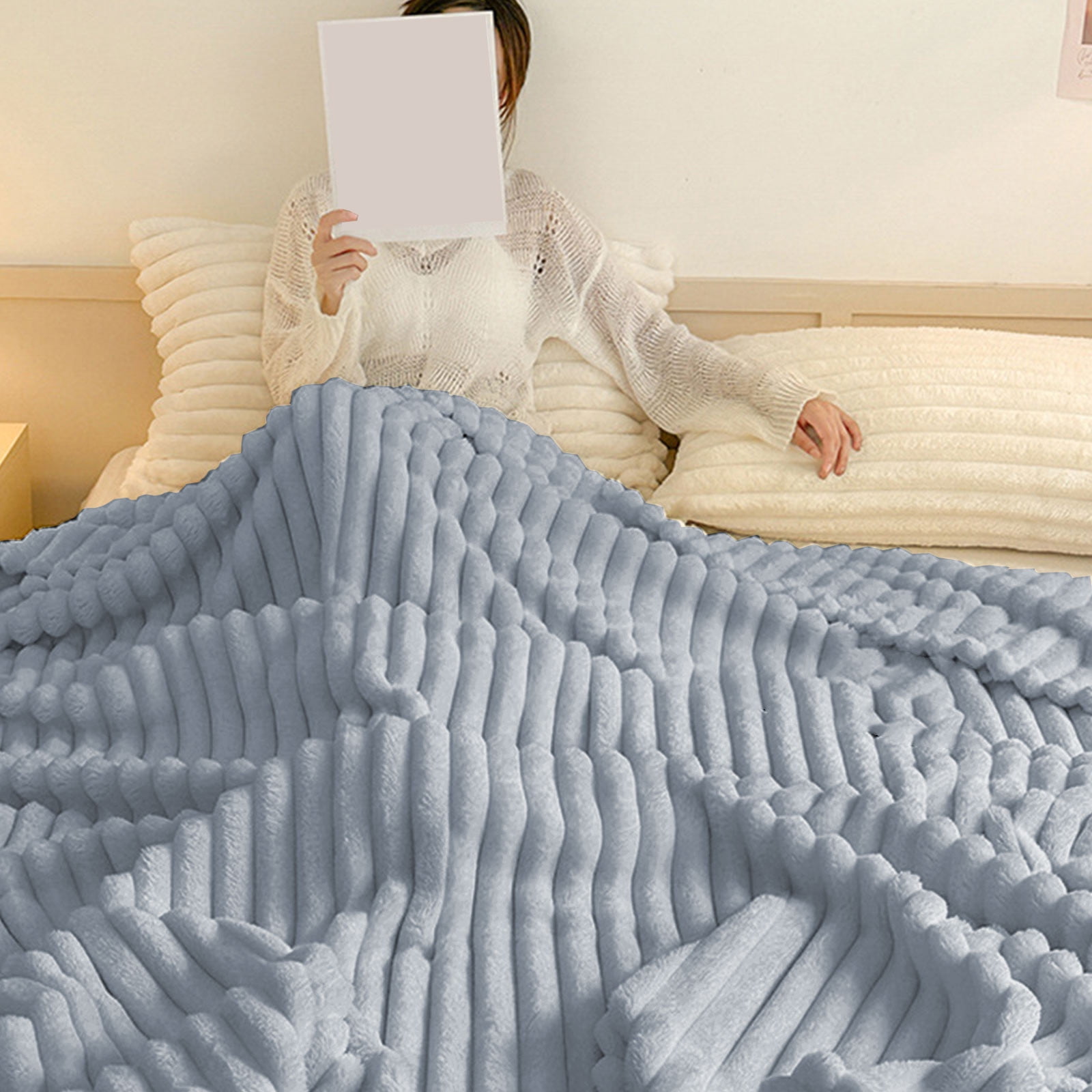 Djunllk Throw Blanket for Couch - Dark Gray Super Thick Double Layer Soft Blanket