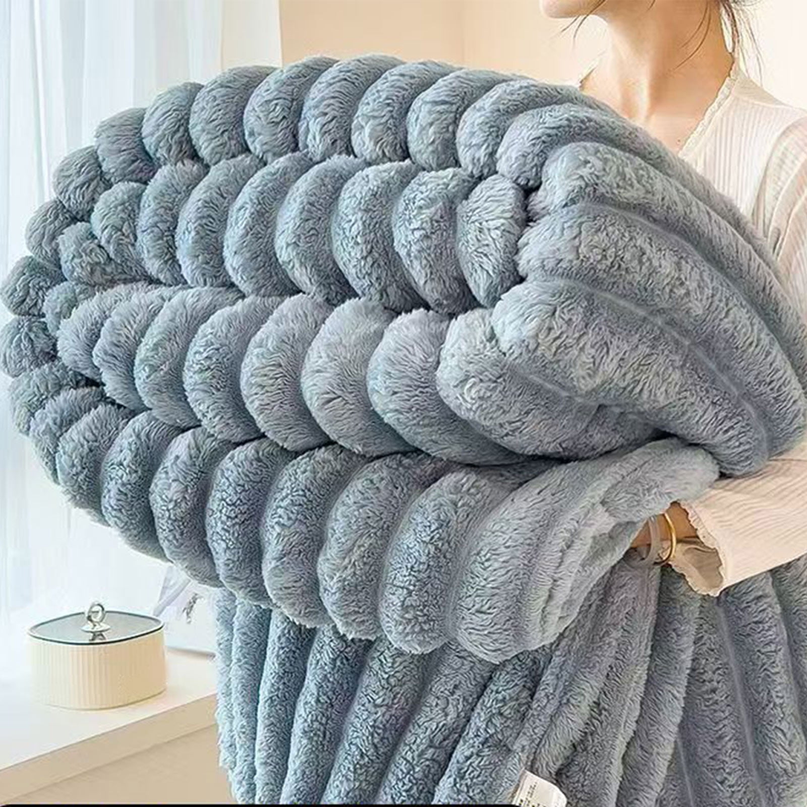 Djunllk Throw Blanket for Couch - Dark Gray Super Thick Double Layer Soft Blanket