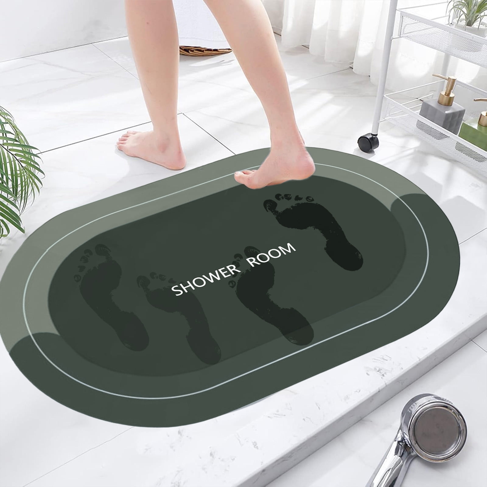 PALIFEUR Oval Bathroom Rugs, Extra Soft Absorbent Bath Mat, 15.7"x23.6" Quicker Dry Washable Bath Mats for Bathroom, Tub and Shower, Non-Slip Bathroom Rug Black
