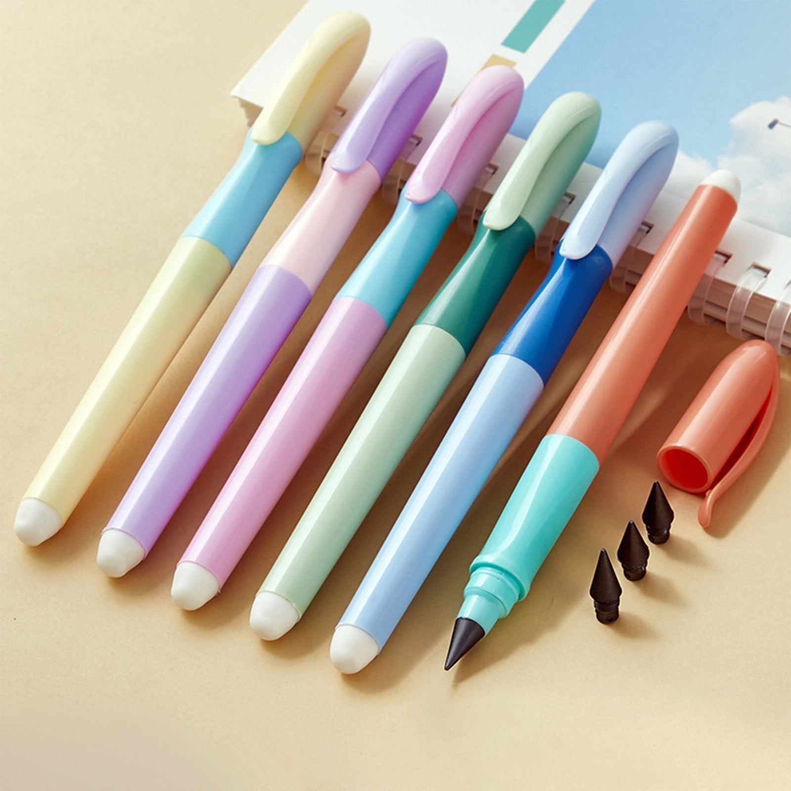Tyidzon Forever Pencils for Writing, No Need Sharpened Pencil Cute Inkless Everlasting Pencil for Sketching, Replace Mechanical Pen for Sketch, Drawing and Writing Orange