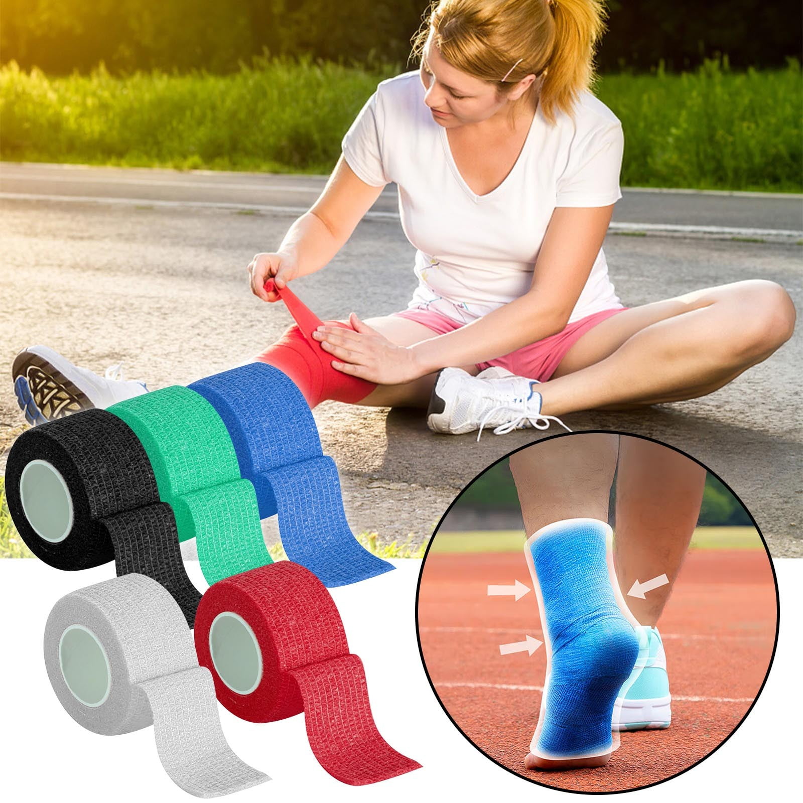 Tyidzon 3 Rolls Kinesiology Tape, 3 Colors 1 Inch x 14.8 Feet Athletic Tape, Elastic Muscle Tape, Sports Tape, Thumb, Finger, Wrist, Ankle, Knee Tape for Exercise and Daily Use Black