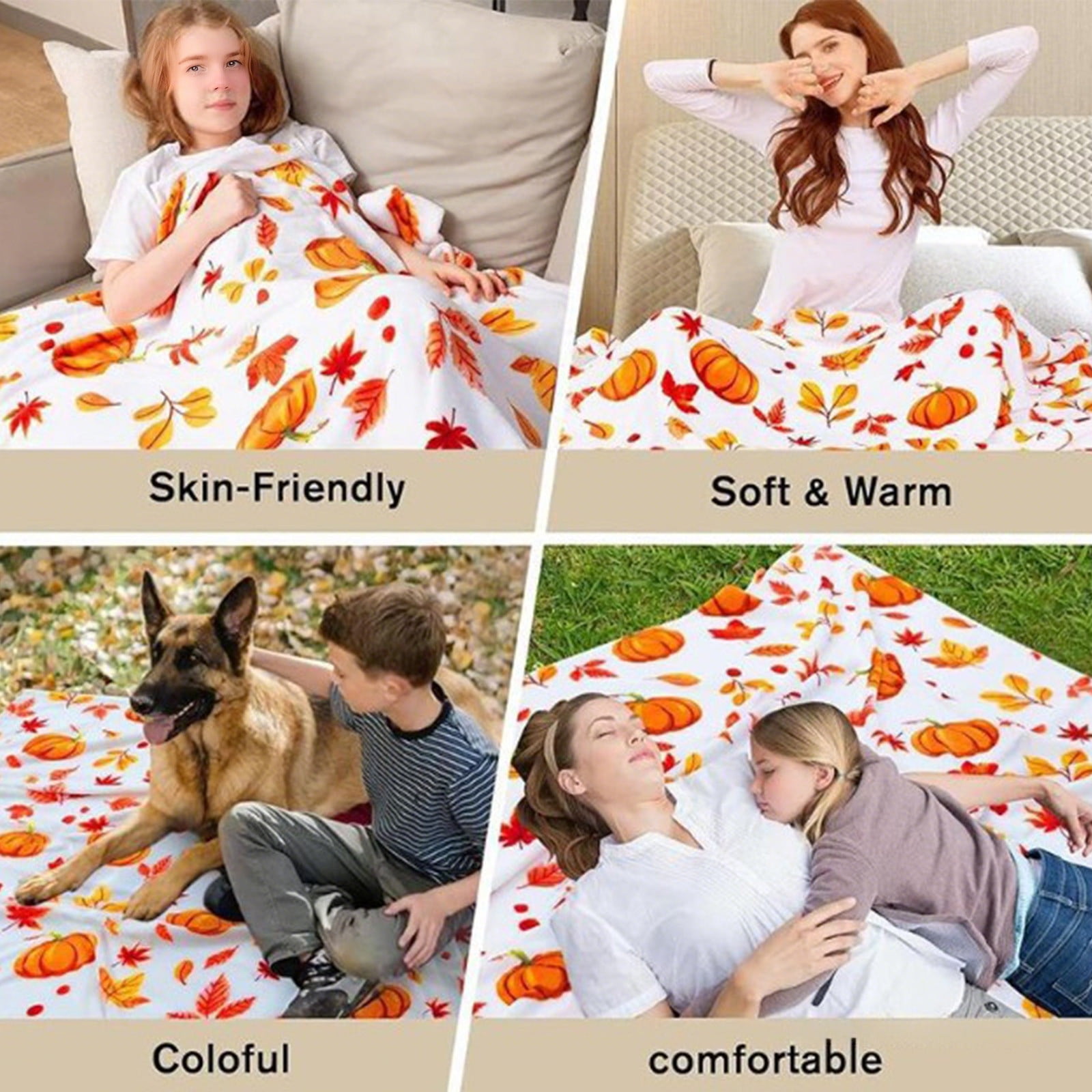 Xuniizn Fall Throw Blanket Breathable Fleece Blanket