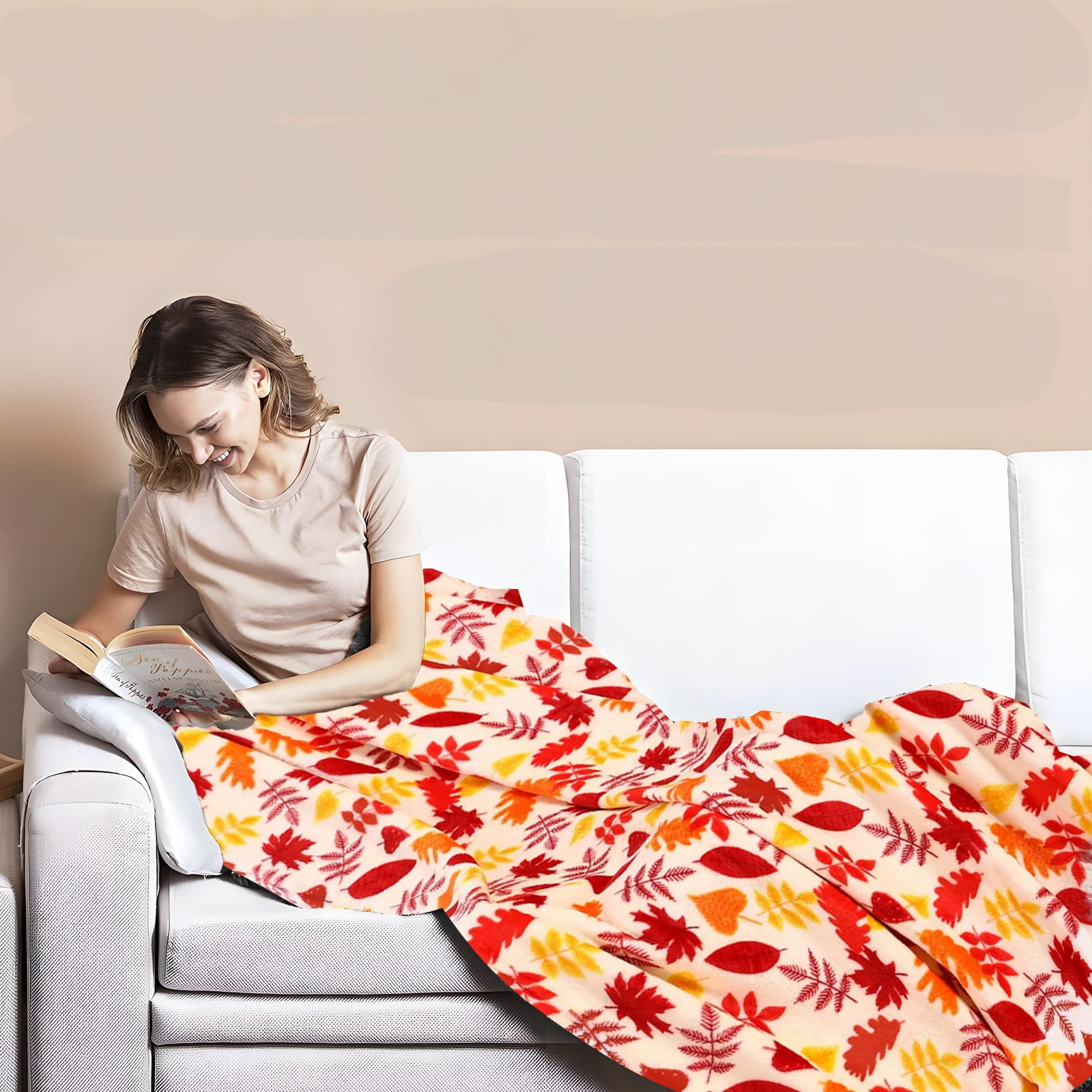 Xuniizn Fall Throw Blanket Breathable Fleece Blanket