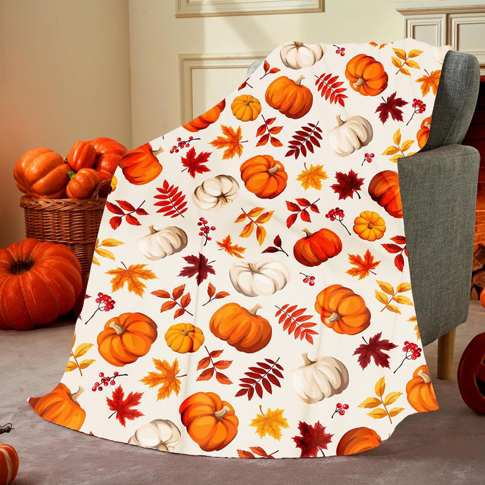 Xuniizn Fall Throw Blanket Breathable Fleece Blanket