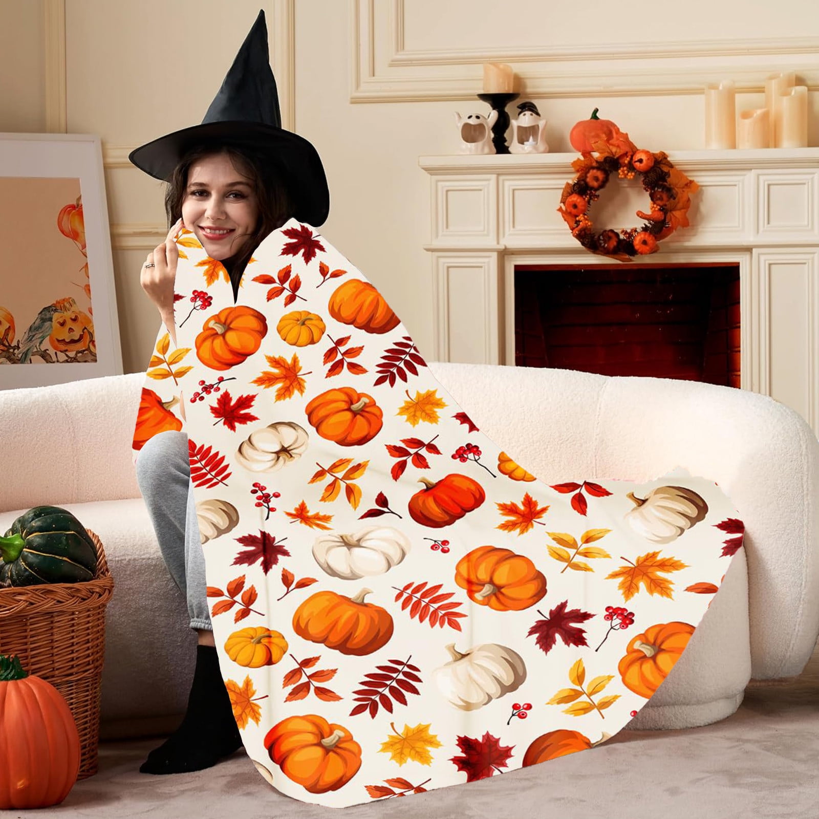 Xuniizn Fall Throw Blanket Breathable Fleece Blanket