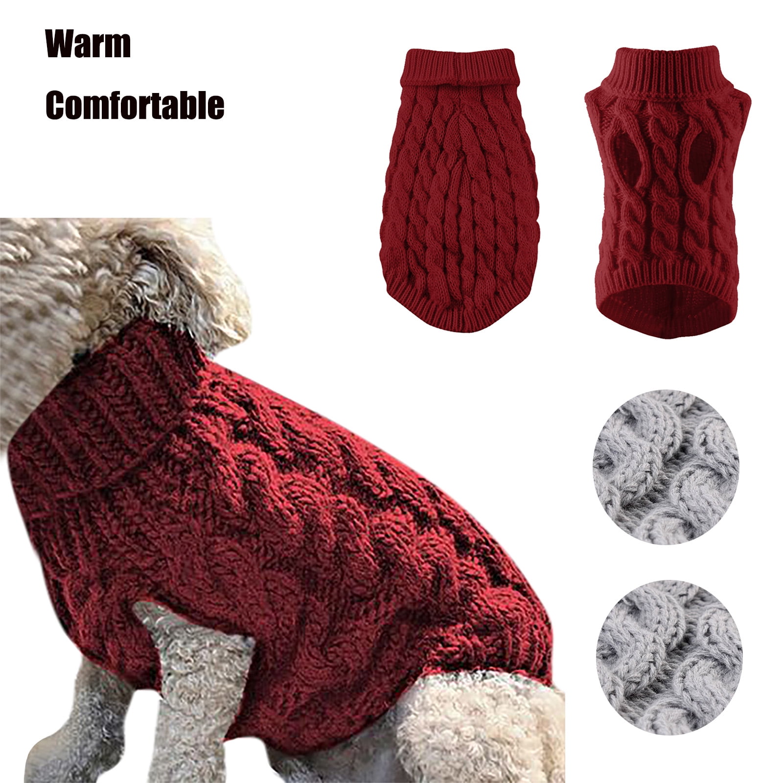 Xuniizn Dog Sweater for Small Medium Dogs, Warm Comfortable Winter Pet Clothes, Cute Knitted Sleeveless Pet Sweaters for Puppies, Cats, Dog Apparel & Accessories S Red