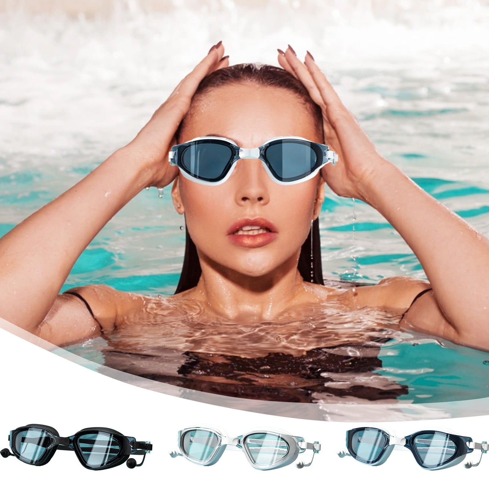 Large Frame Swim Goggles for Adults - Electroplated Anti-Fog HD Myopia Swimming Goggles with Adjustable Nose Cover, Leak-Proof Seal for Men & Women, Pool & Open Water by PALIFEUR 03_Large Frame Pool Goggles Adult_C