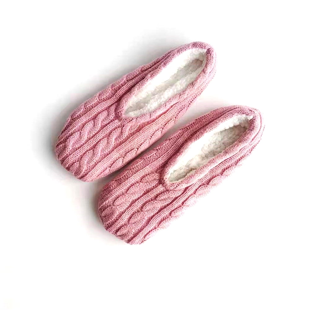1Pairs Womens Thick & Warm Slipper Socks with Non Slip Grippers - House Socks light pink