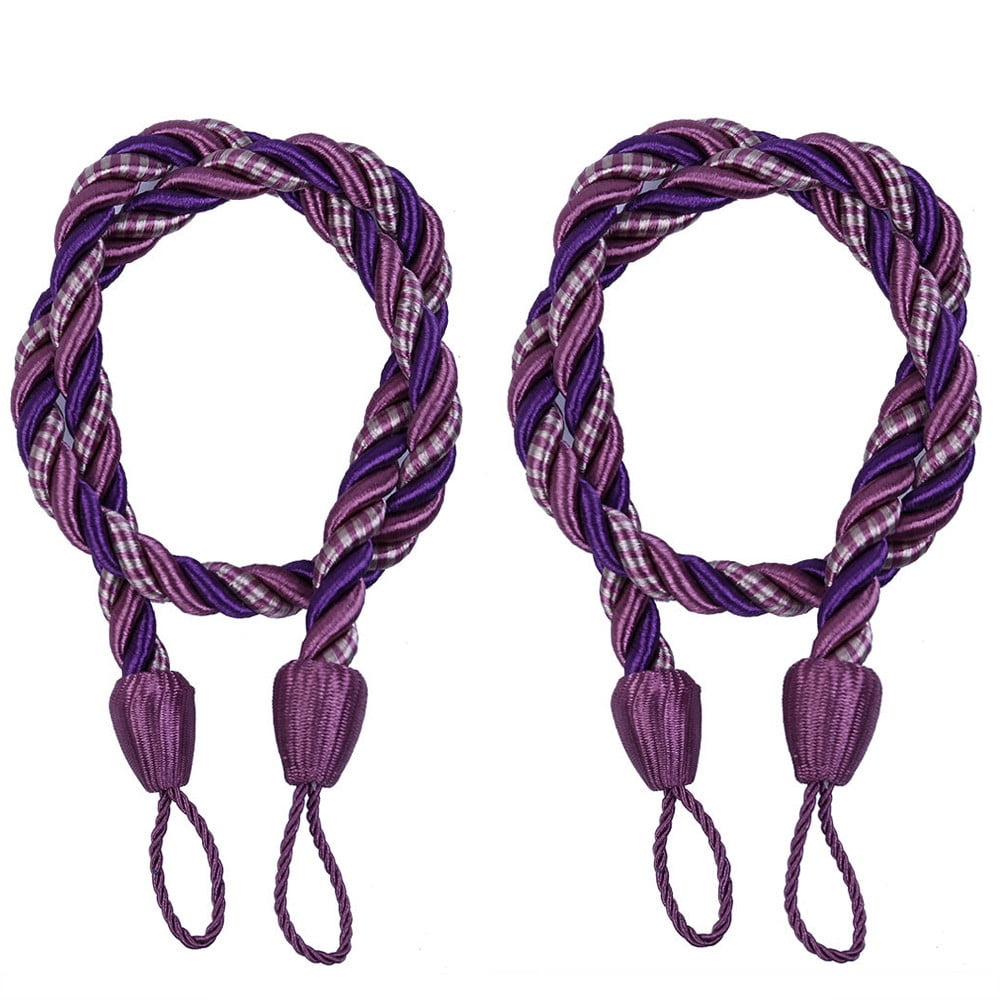 LSLJS Curtain Tiebacks Clearance Under $5! Curtain Holdbacks, 2PCS Curtain Tie Backs for Curtains, Ropes Tie Backs for Curtain Cord Buckle Tiebacks Tie Backs Beige Purple