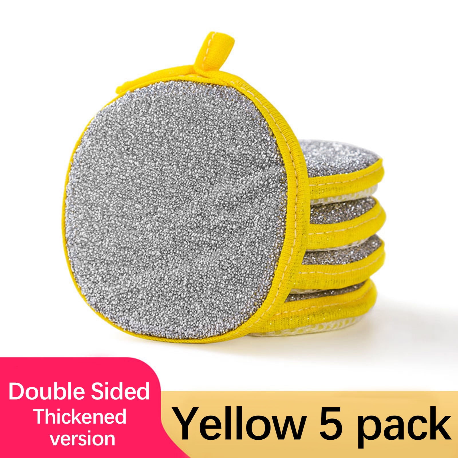 Under $1 Tyidzon Sponges Kitchen Multi-Purpose,5Pc Non-Scratch Sponges for Cleaning, Along with Heavy Duty Scrubbing Power - Reusable Double-Sided Dish Sponge for Dishes, Pots and Pans Yellow