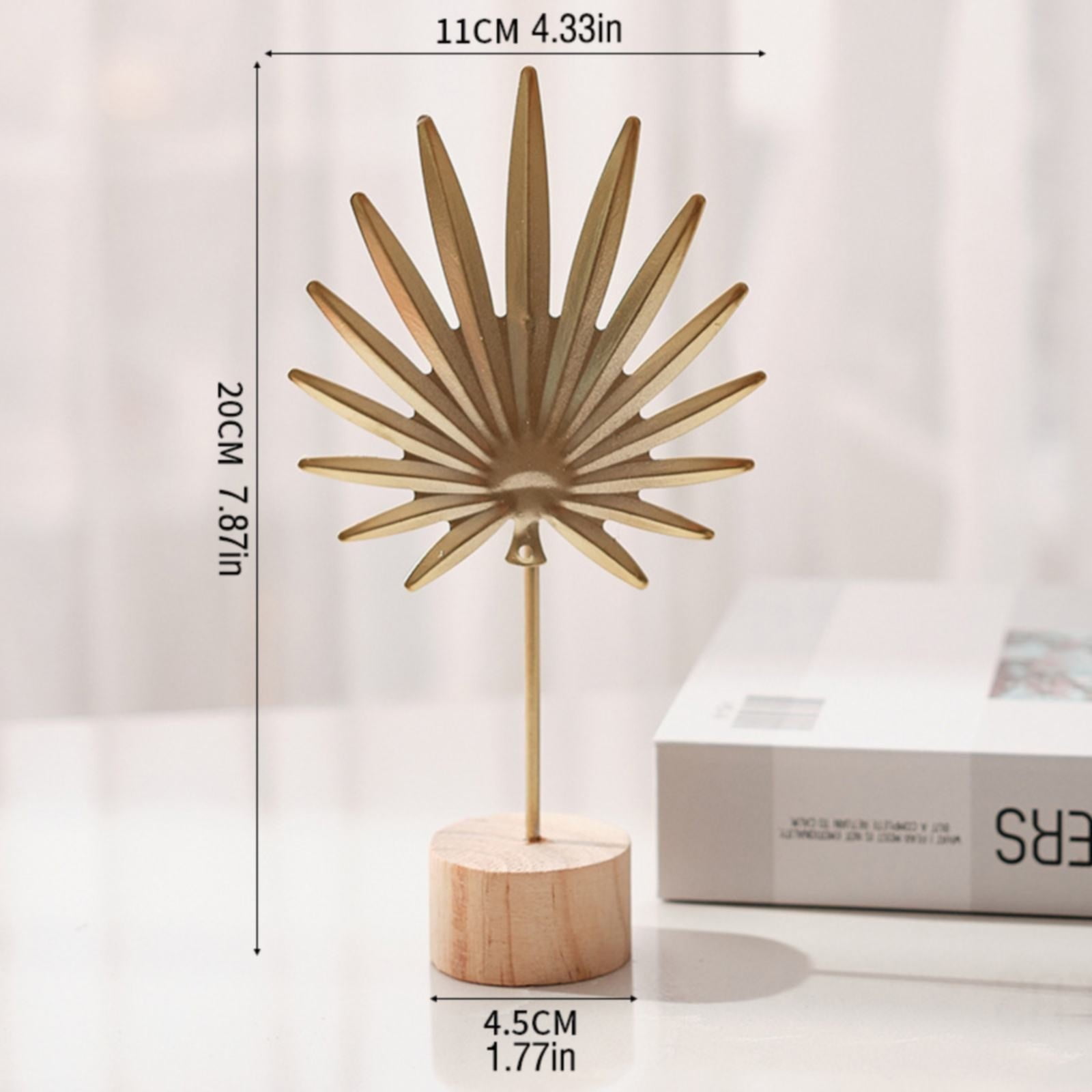 Leaf Decor Metal Golden Leaf Ornaments and Base Modern Simple Gold Leaf Table Sculpture for Living Room Bedroom Bookshelf Desktop Decoratio