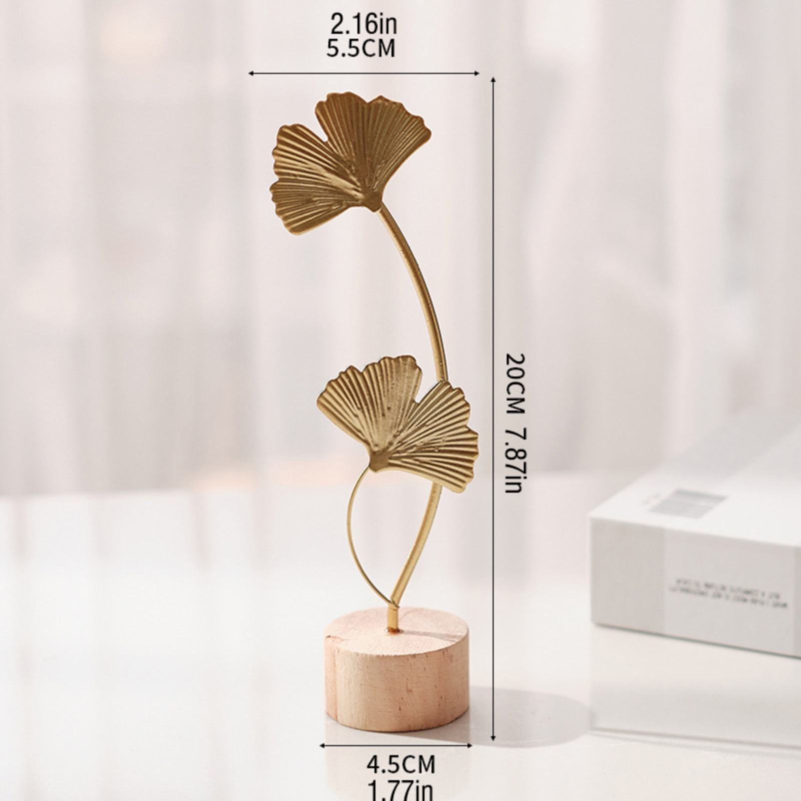 Leaf Decor Metal Golden Leaf Ornaments and Base Modern Simple Gold Leaf Table Sculpture for Living Room Bedroom Bookshelf Desktop Decoratio