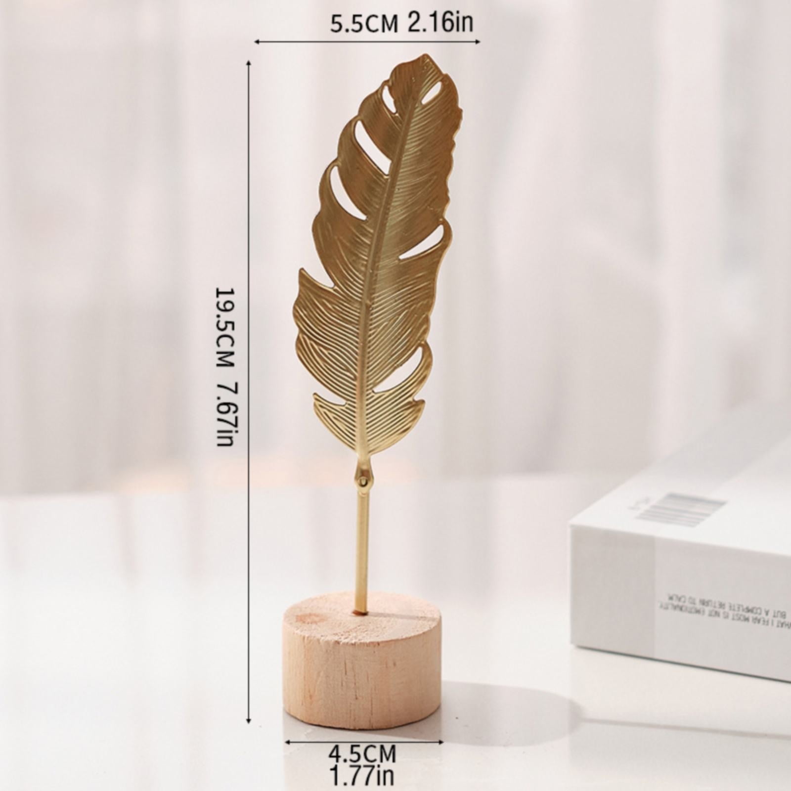 Leaf Decor Metal Golden Leaf Ornaments and Base Modern Simple Gold Leaf Table Sculpture for Living Room Bedroom Bookshelf Desktop Decoratio