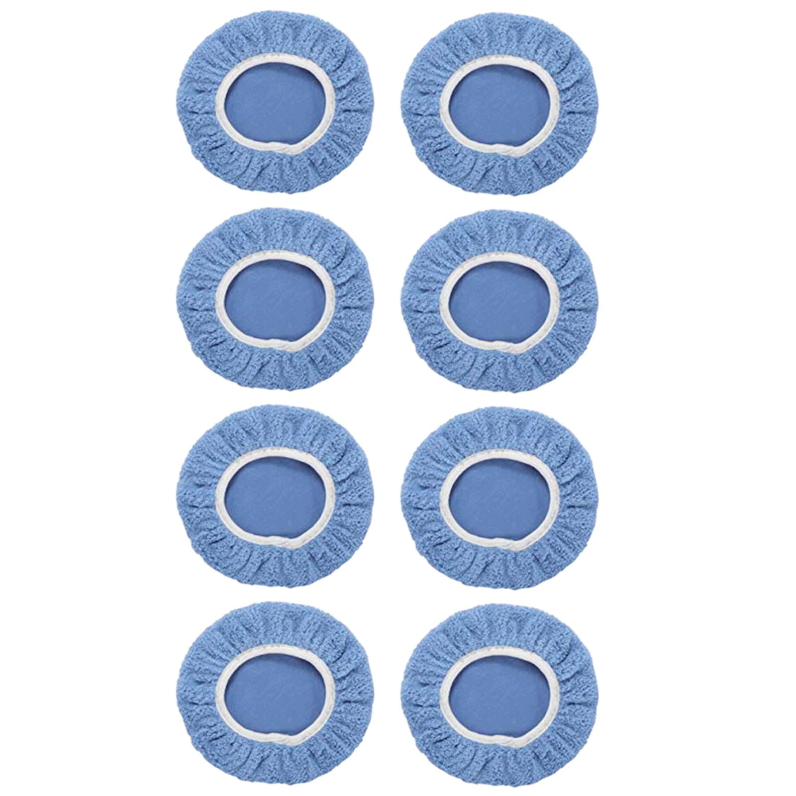 JWDX Cleaning Brush Clearance, 8Pack Car Polisher Pad Bonnet (5 to 6 Inches) Soft Microfiber Polishing Bonnet Buffing Pad Cover Light Blue