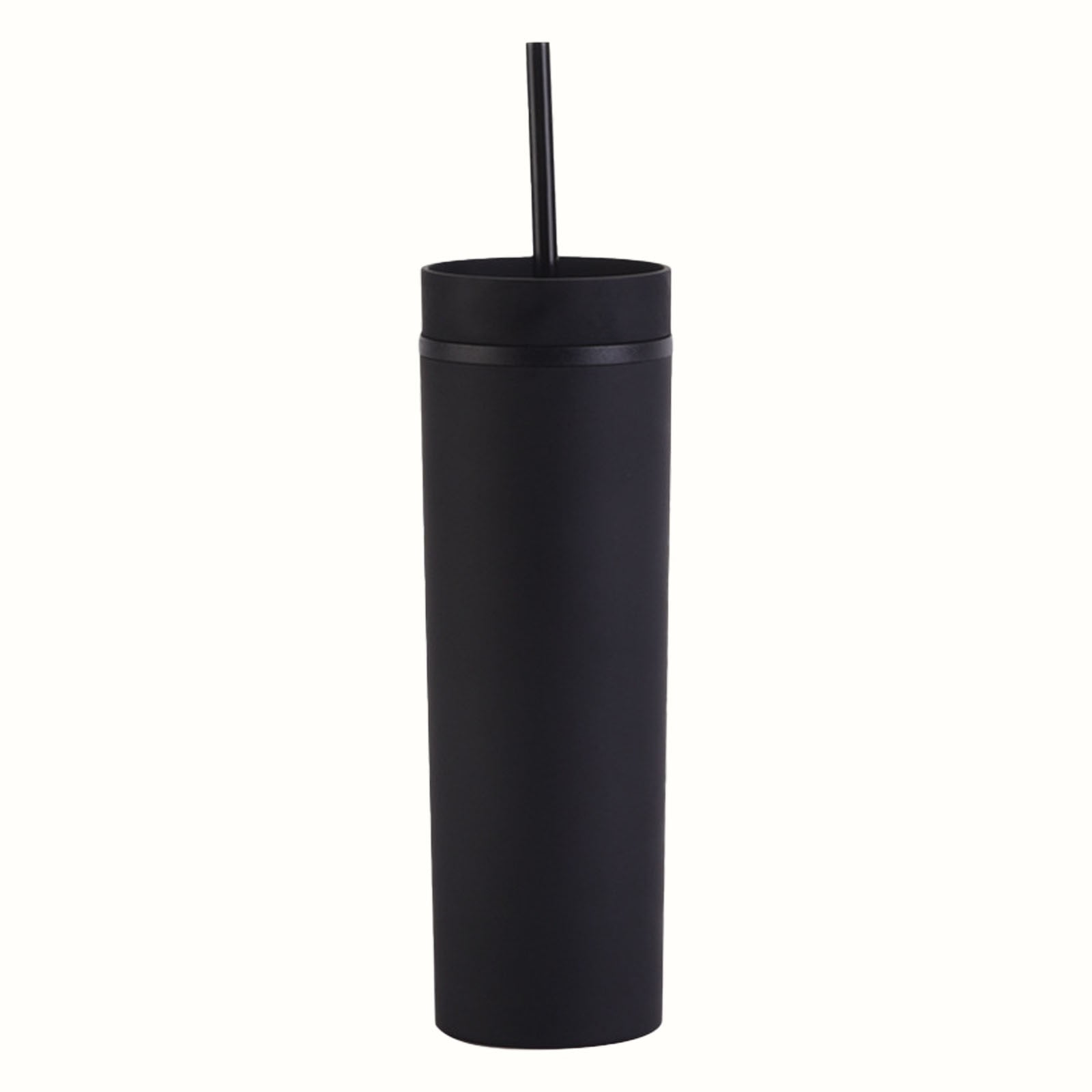 JWDX Glass and Bottle Clearance, 16Oz Tumbler with Lid and Plastic Water Coffee Tumbler Cup Water Bottle Slim Double Wall Reusable Plastic Tumbler Cups Travel Mug Coffee Cup 450Ml BKA