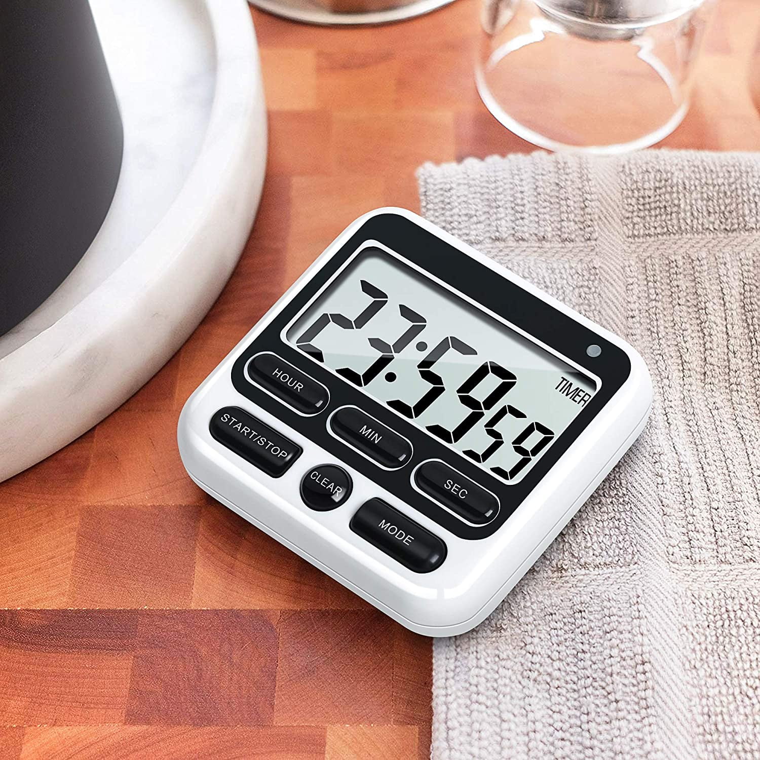 Digital Countdown Kitchen Timer -Count Up Down Magnetic Timer Clock for Cooking Baking Gym Students Black