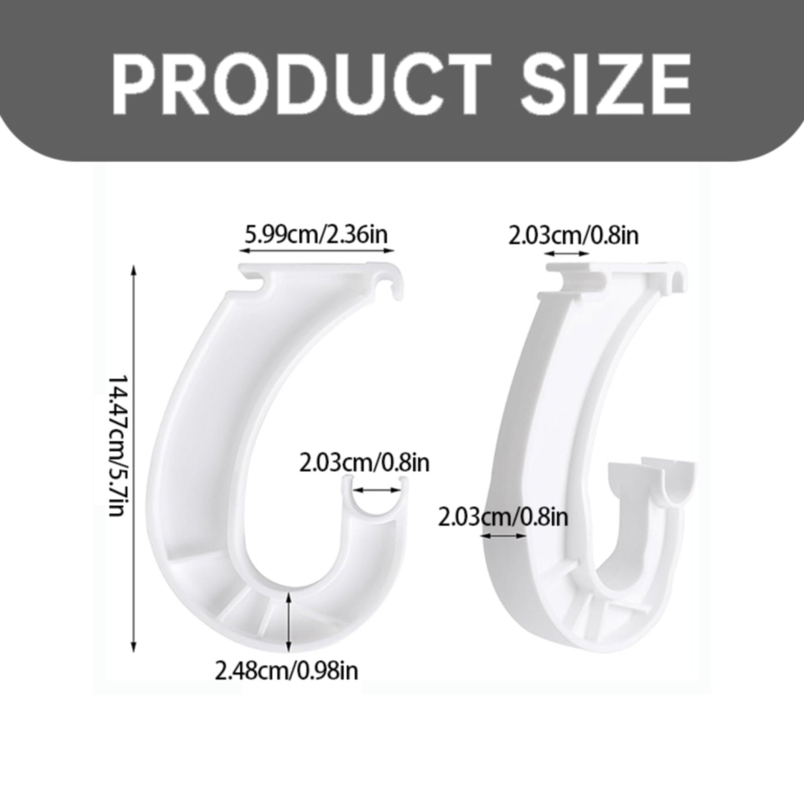 Hanging J Shape Closet Rod Bracket White 2Pc JWDX