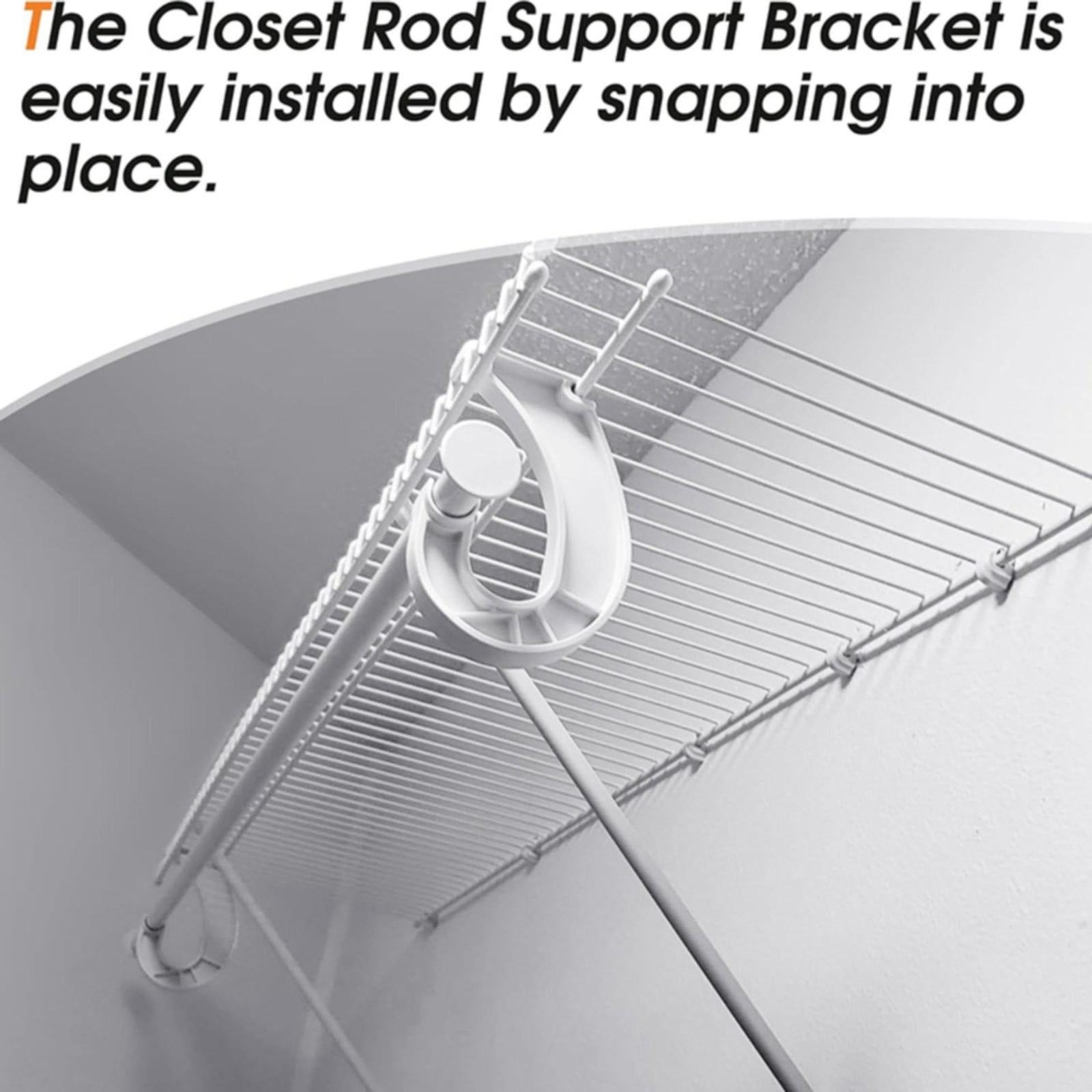 Hanging J Shape Closet Rod Bracket White 2Pc JWDX