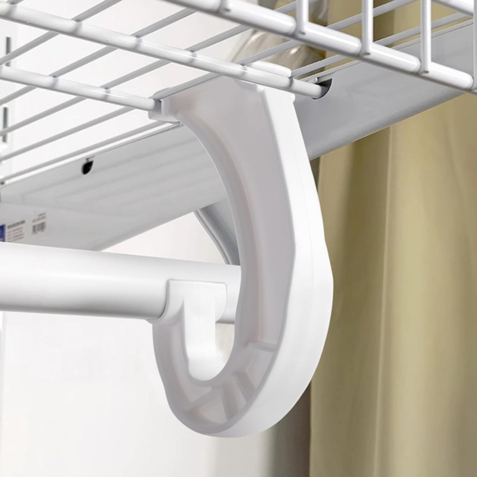 Hanging J Shape Closet Rod Bracket White 2Pc JWDX