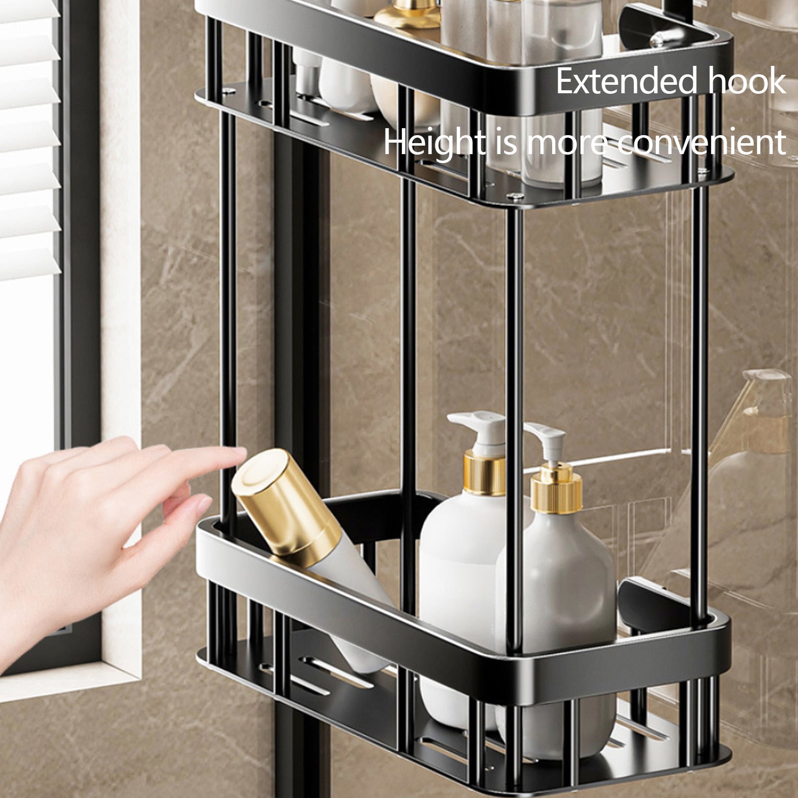 Grrvtrz 2-Tier Hanging Shower Caddy Over The Door Large Capacity Hanging Shower Organizer Sturdy Rust Proof Shelf Basket Storage Rack No Drilling