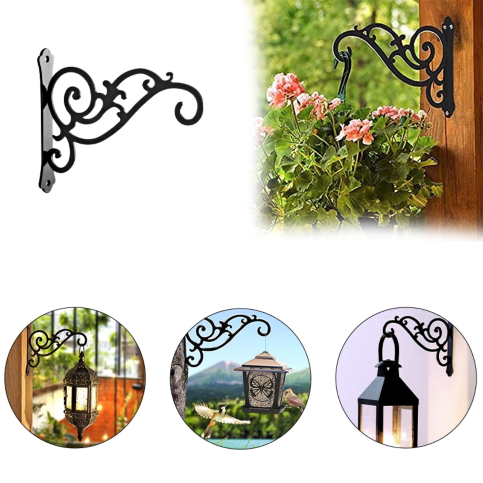 JWDX Hot Clearance Hanging Plant Bracket Wall Wrought Hook Hanging Plant Bracket Outdoor Flowerpot Hook Decorative Flower Rack Flower Rack Living Room Flower Rack Balcony Green Radish Finishing Balcony green flower stand Black