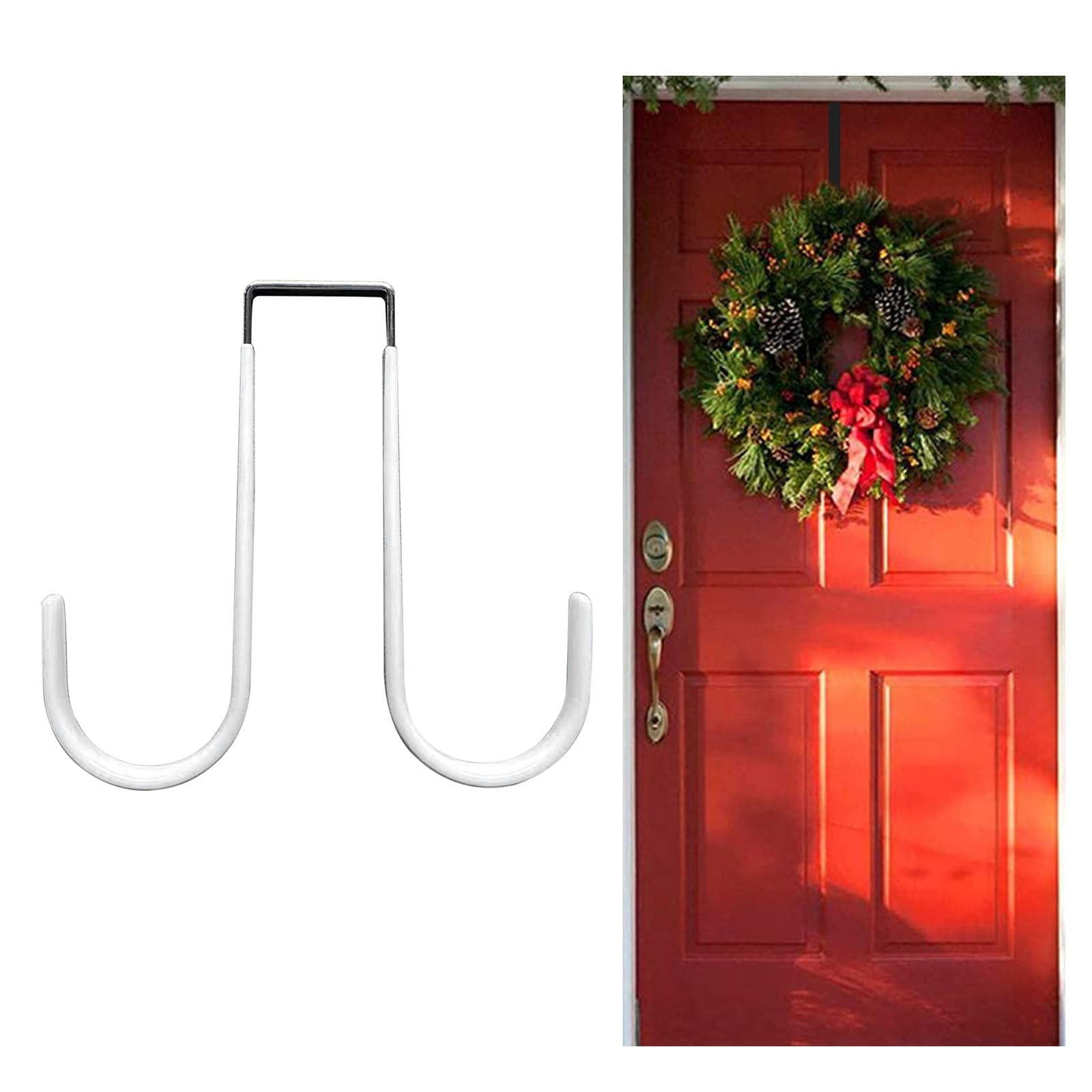 JWDX Hot Clearance! Double Over the Door Wreath Hanger Large Christmas Wreath Hook for Front Door Hold 2 Wreaths with This 2 Hanger 5